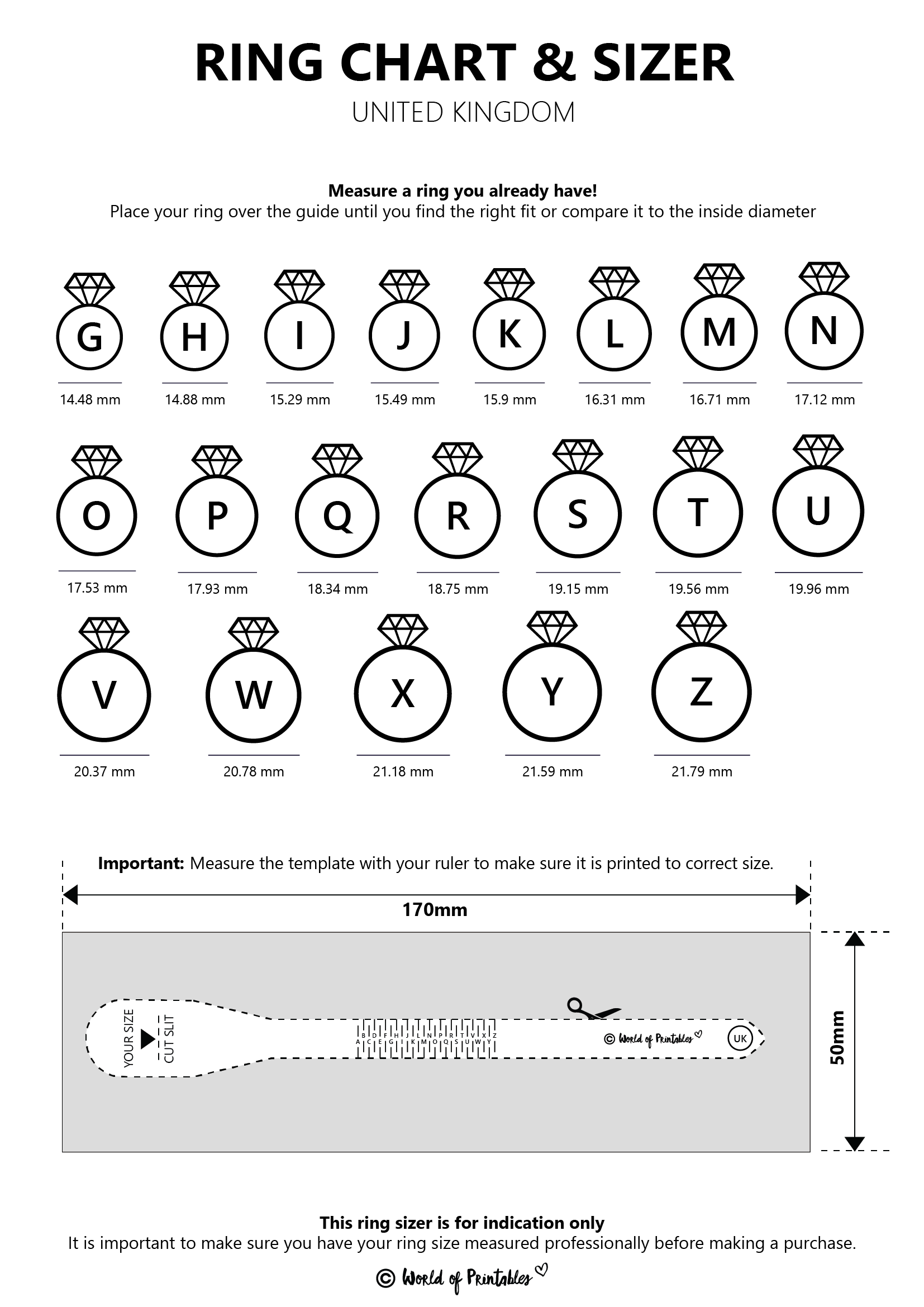 Printable Ring Size Chart Find Your Ring Size Easy World Of Printable Ring Size Chart Find Your Ring Size Easy World Of