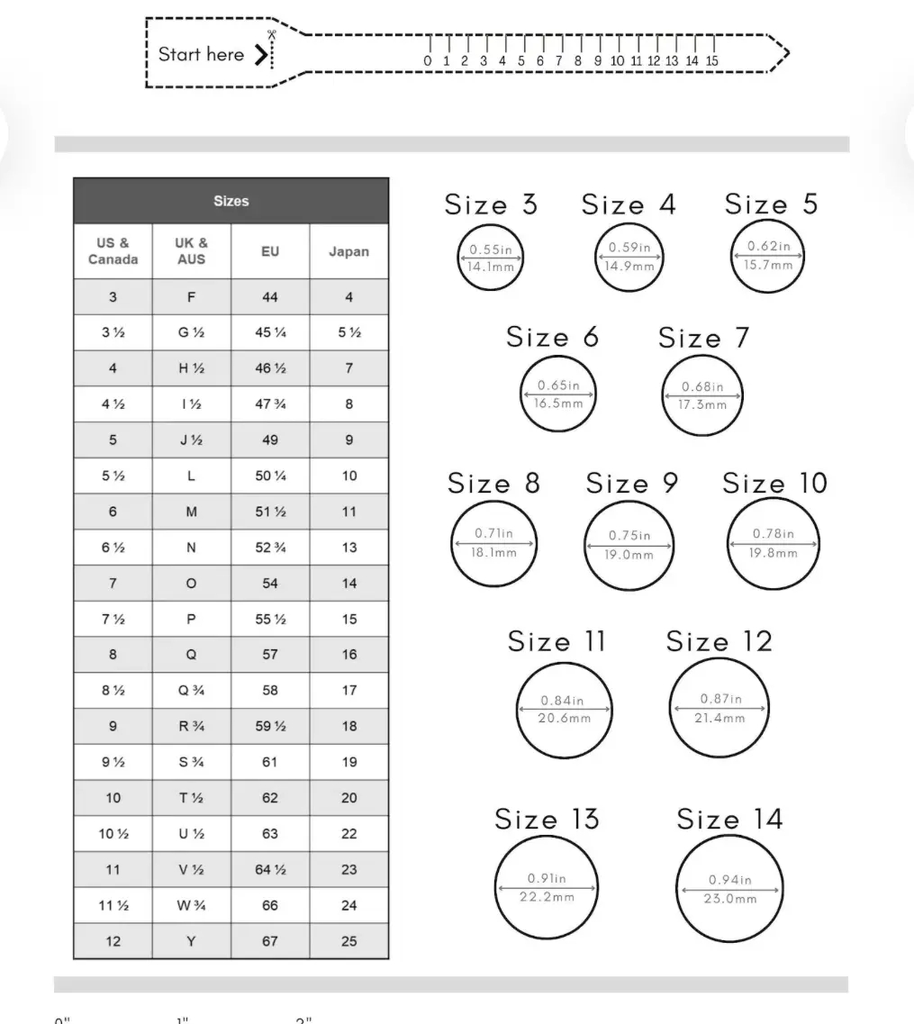 Free Ring Size Chart Printable Pdf Free Ring Size Chart Printable Pdf