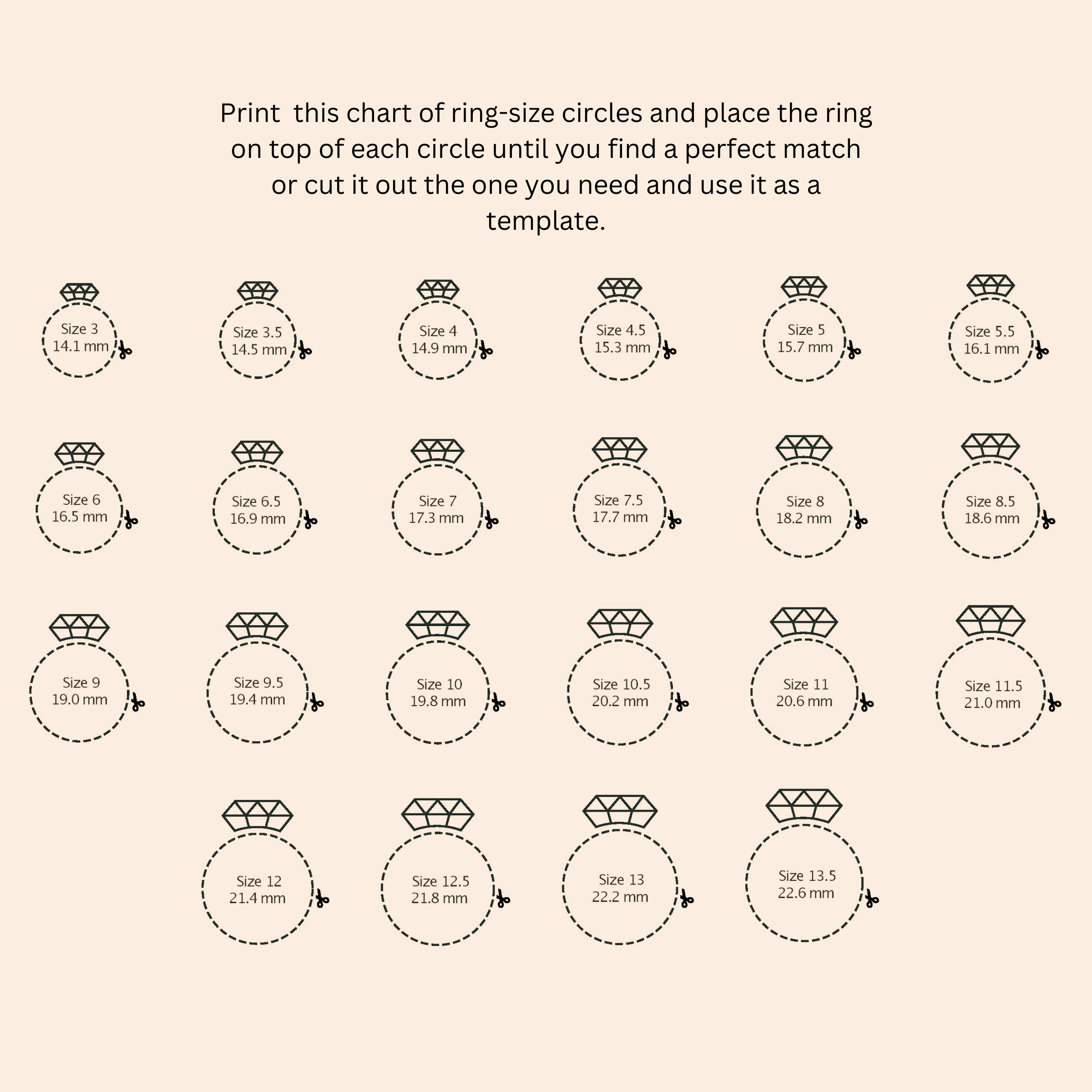 Printable Ring Sizing Chart Printable Ring Sizing Chart