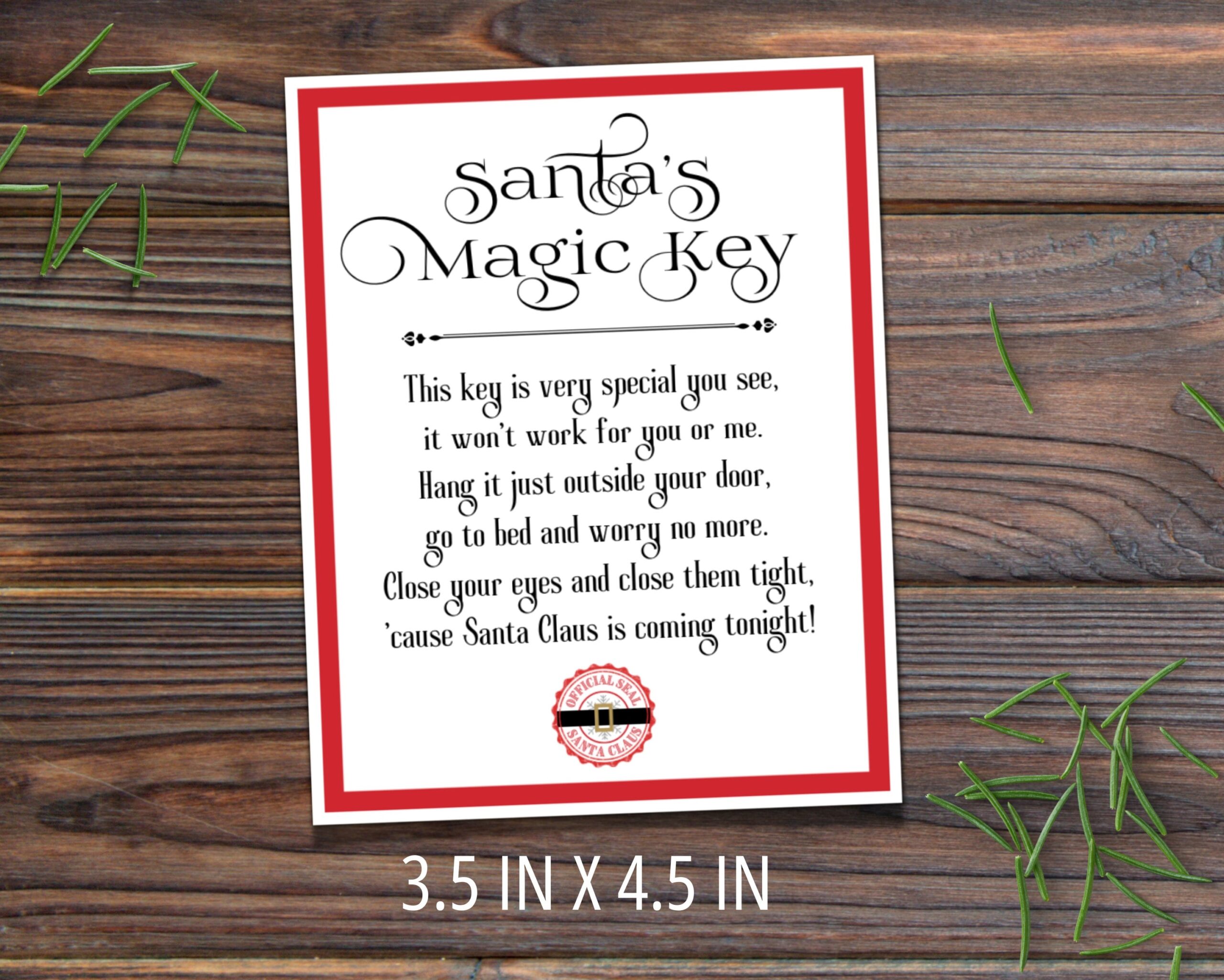 Printable Santa s Magic Key Poem Tag Santa Key Tag Party Gift Favor Or School U0026 Church Handout Gift Idea For Kids Grandkids And Neighbors Etsy