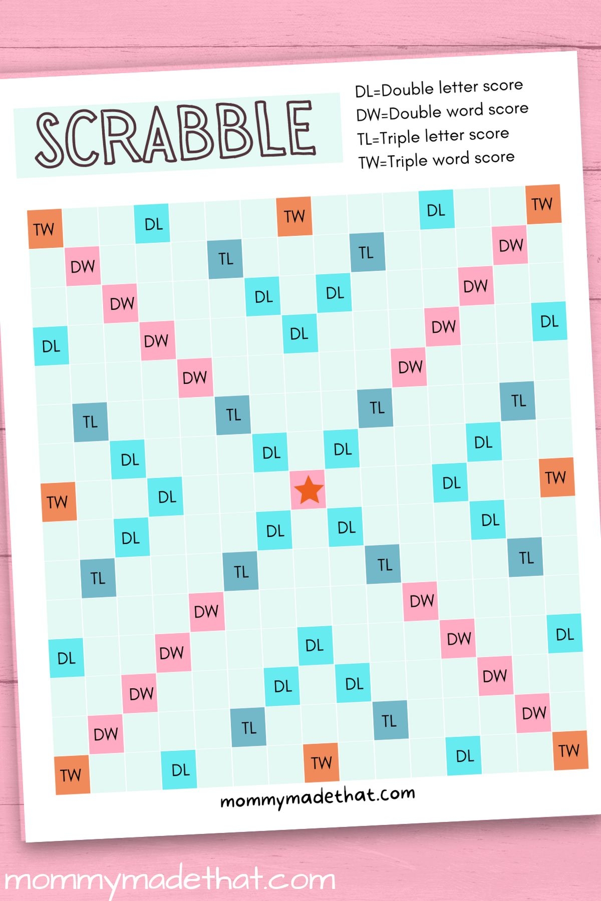 Free Printable Scrabble Board Template