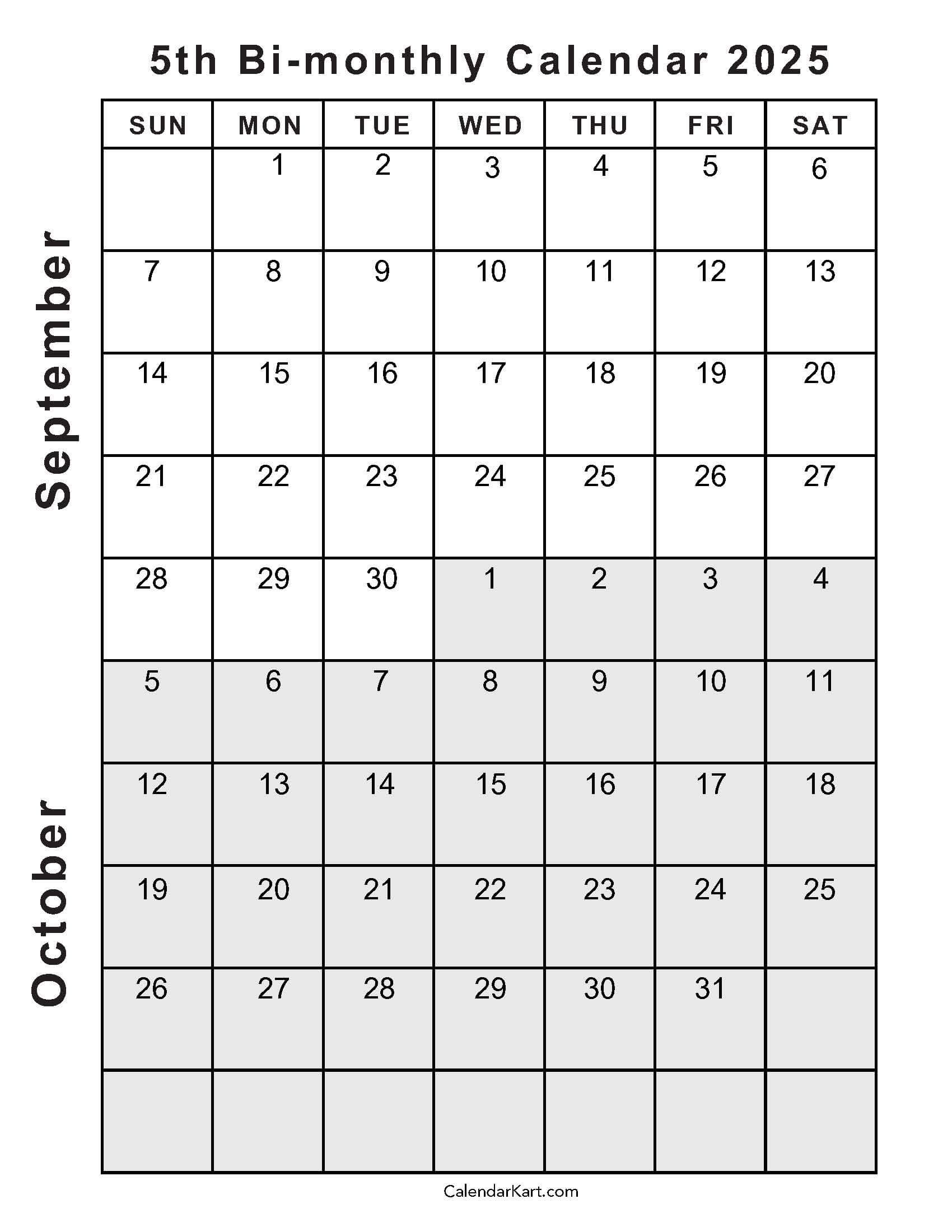 Printable September October 2025 Calendar Calendarkart