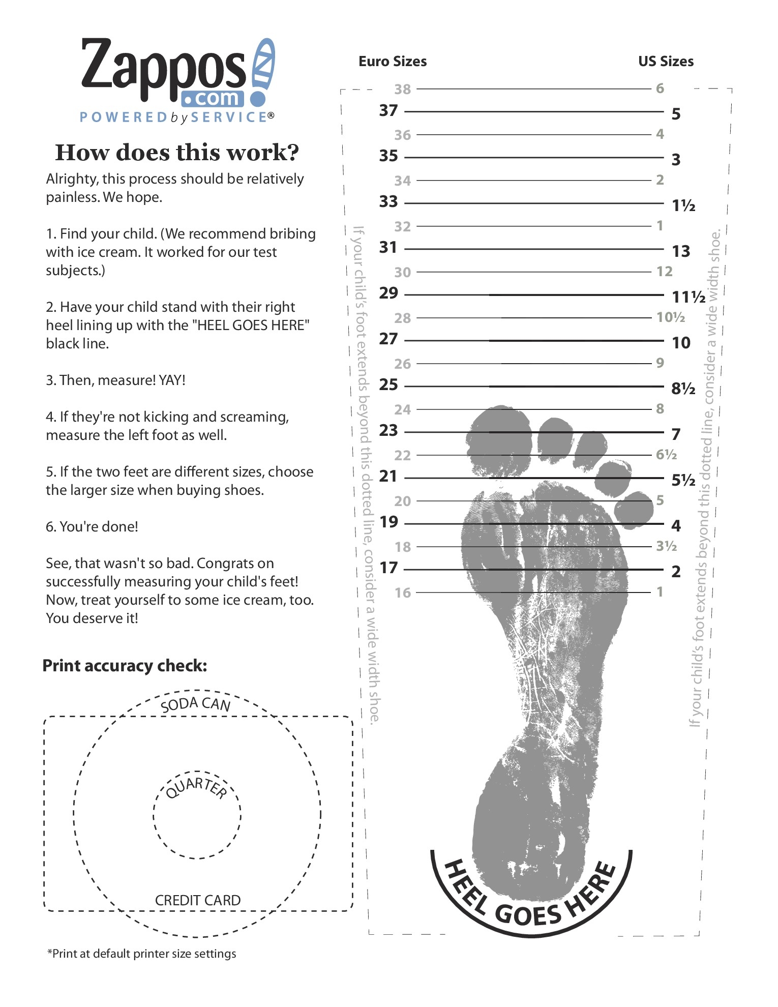Foot Chart Size Printable