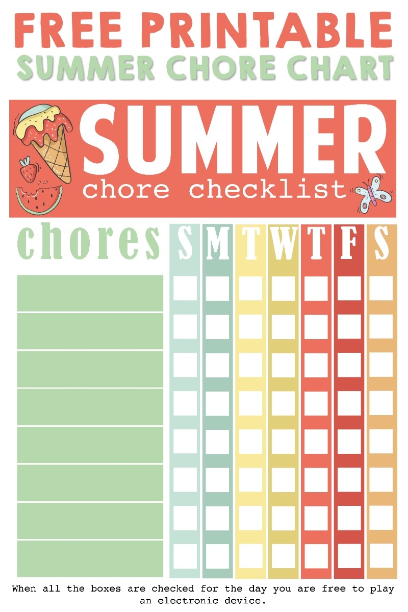 Printable Summer Chore Checklist Simply Being Mommy