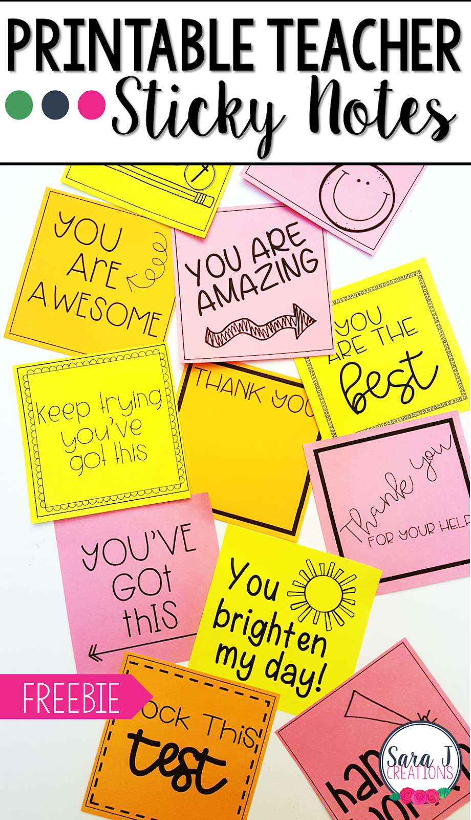 Printable Teacher Sticky Notes Sara J Creations