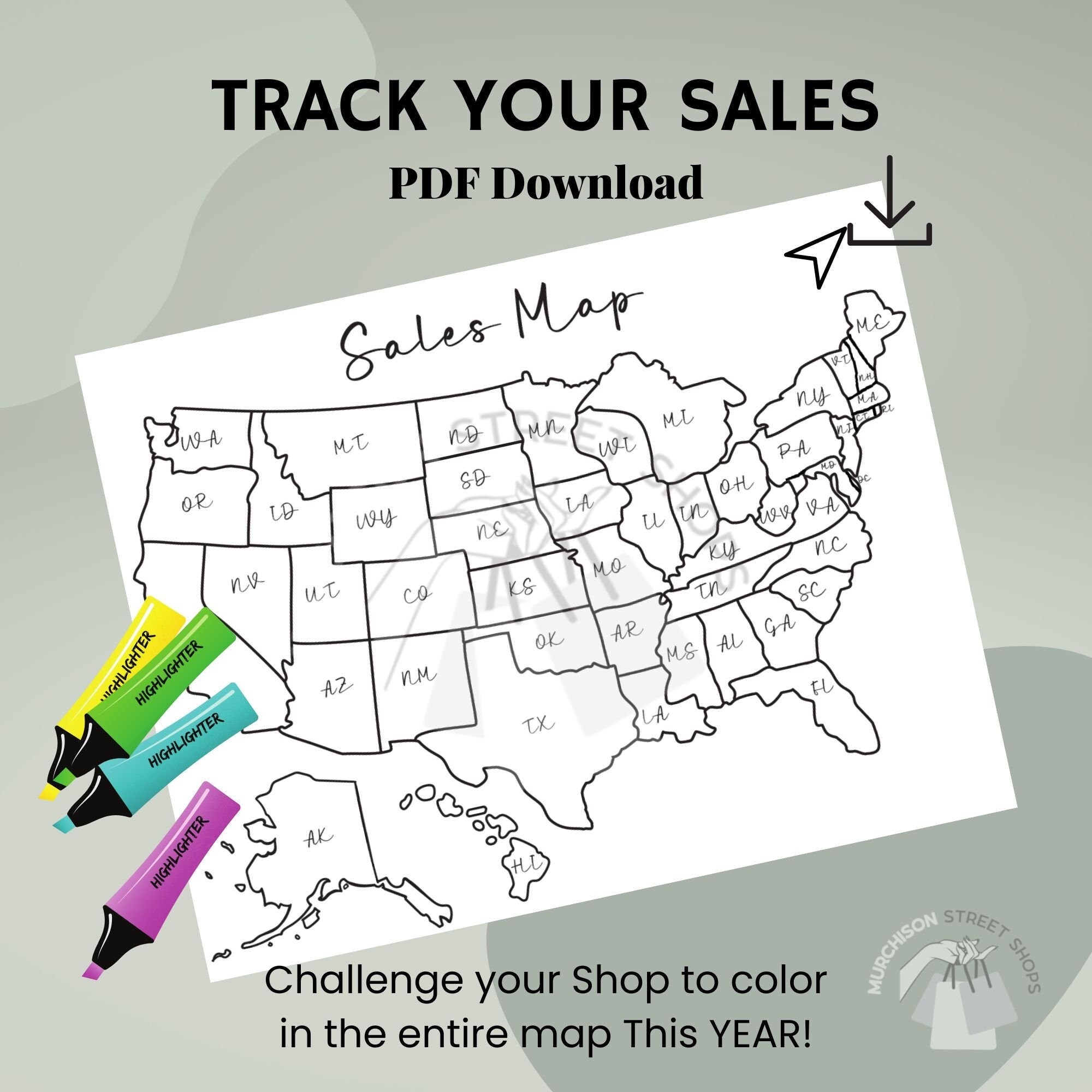 Printable US Sales Map Digital Download Map Small Business Sales Map Tracker Virtual Sales Tool Order Tracker Sales Tracker Coloring Page Etsy