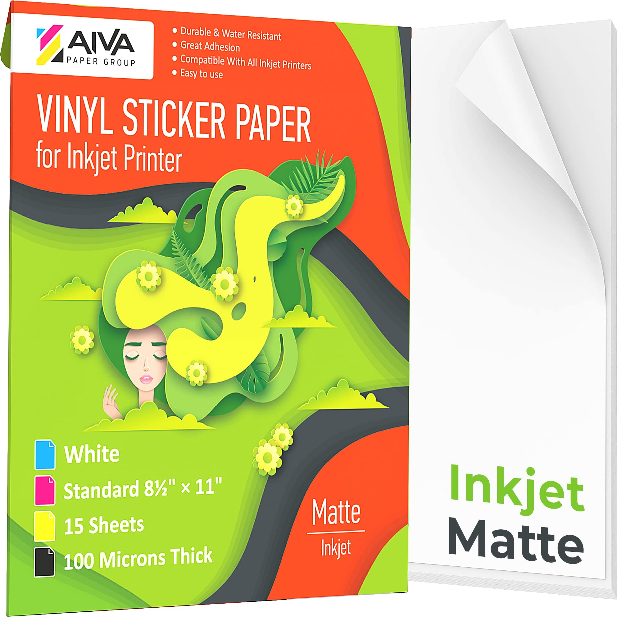 Printable Vinyl Sticker Paper 20 Sheets Matte White Waterproof 8 5x11 For Inkjet Printers Printable Sticker Paper