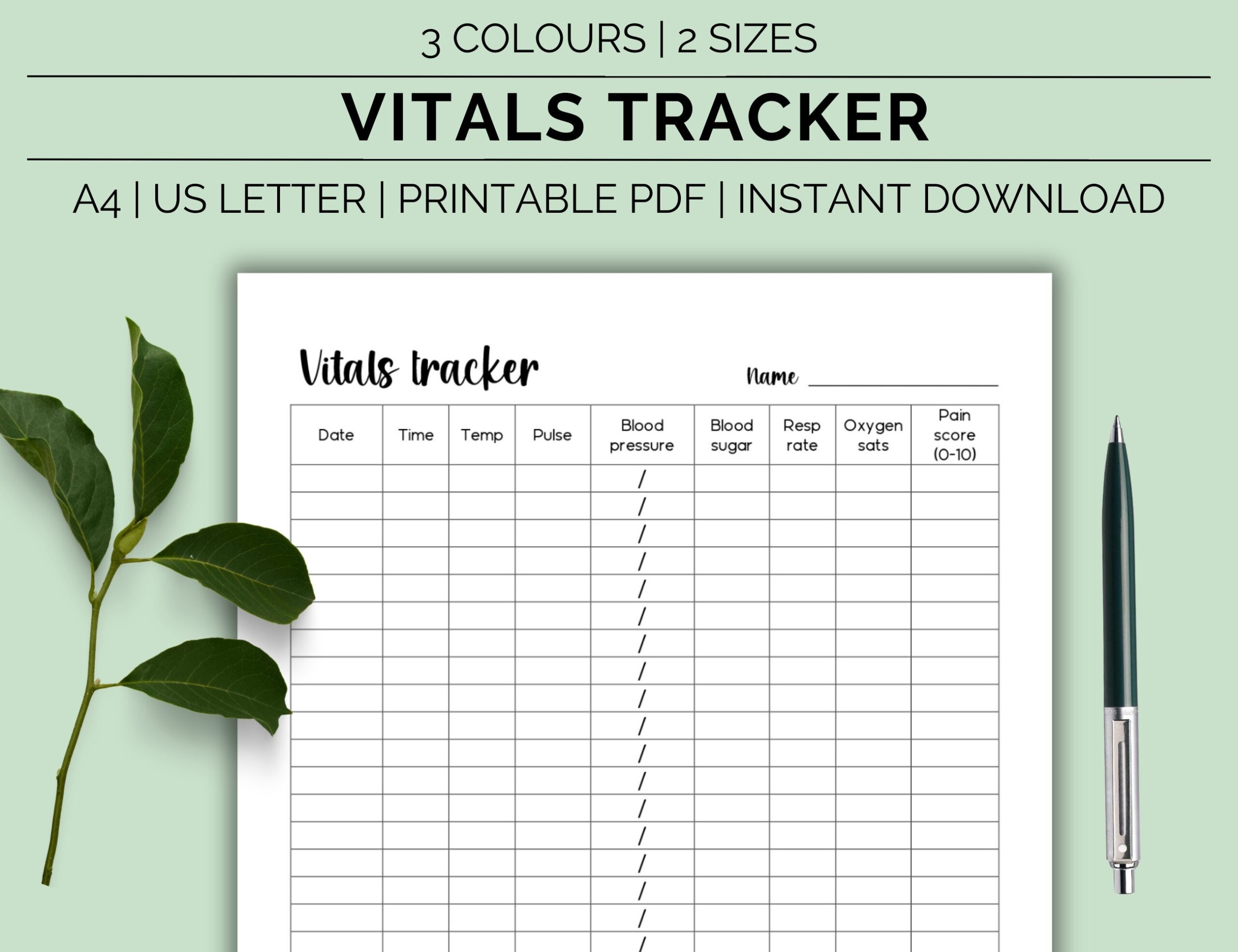 Printable Vital Sign Chart Vital Sign Log Caregiver Tracker Intake Chart Daily Vitals Chart Nursing Vitals Sheet Nursing Notes PDF Etsy