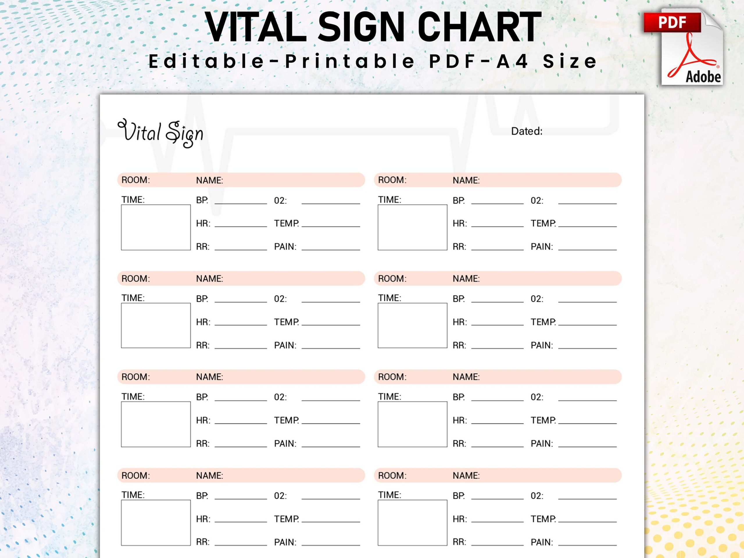 Printable Vital Sign Sheet Vitals Tracker Nursing Vitals Sheet Worksheets Library