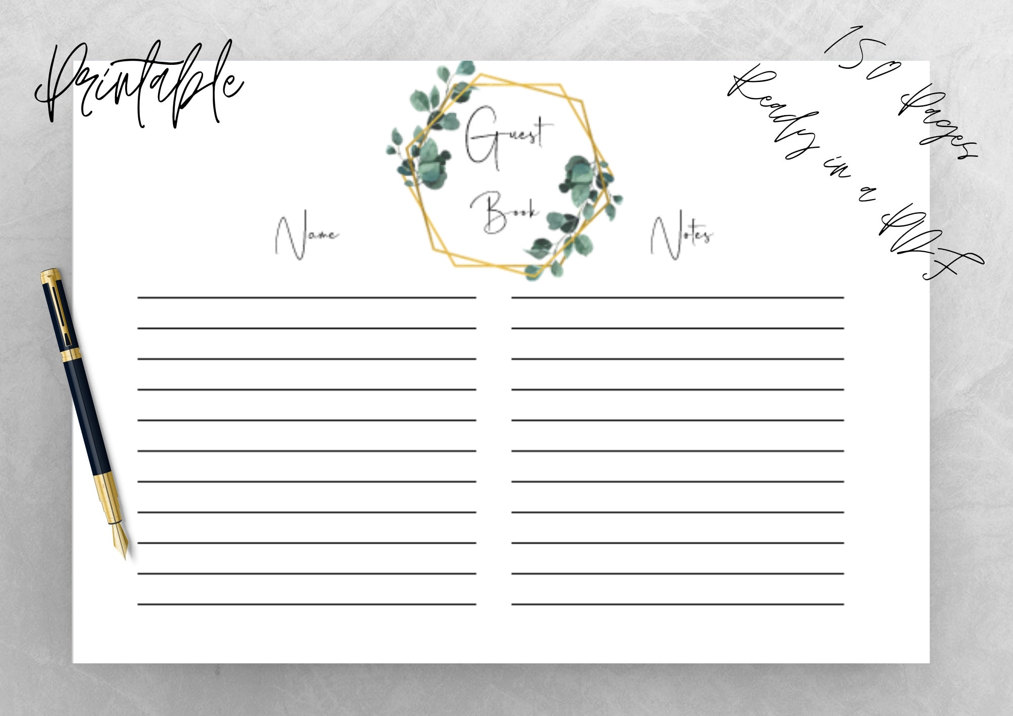 Printable Wedding Guest Book Pages wedding Guest Book guest Book Printable Template instant Download pdf File Etsy