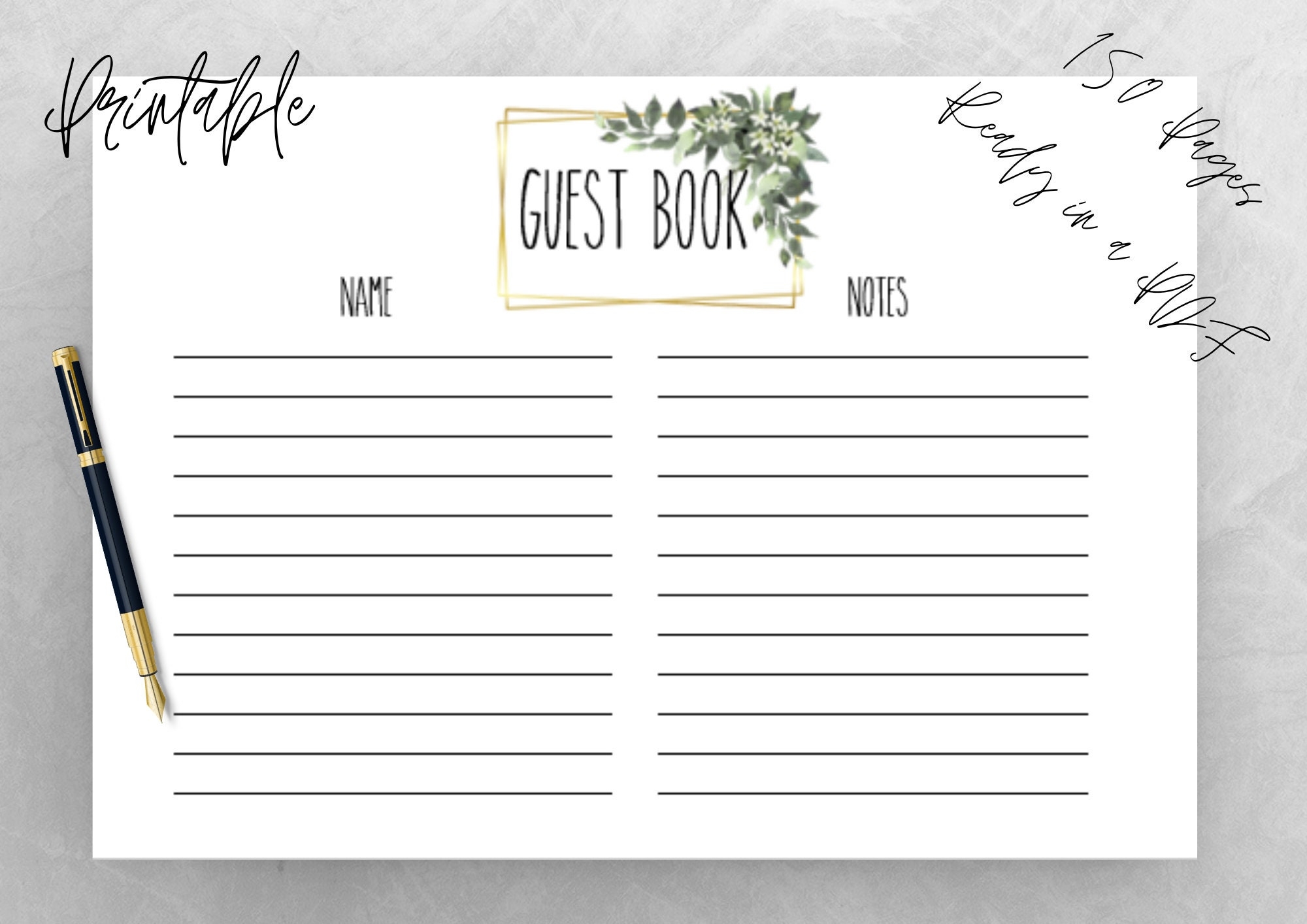 Printable Wedding Guest Book Pages wedding Guest Book guest Book Printable Template instant Download pdf File Etsy