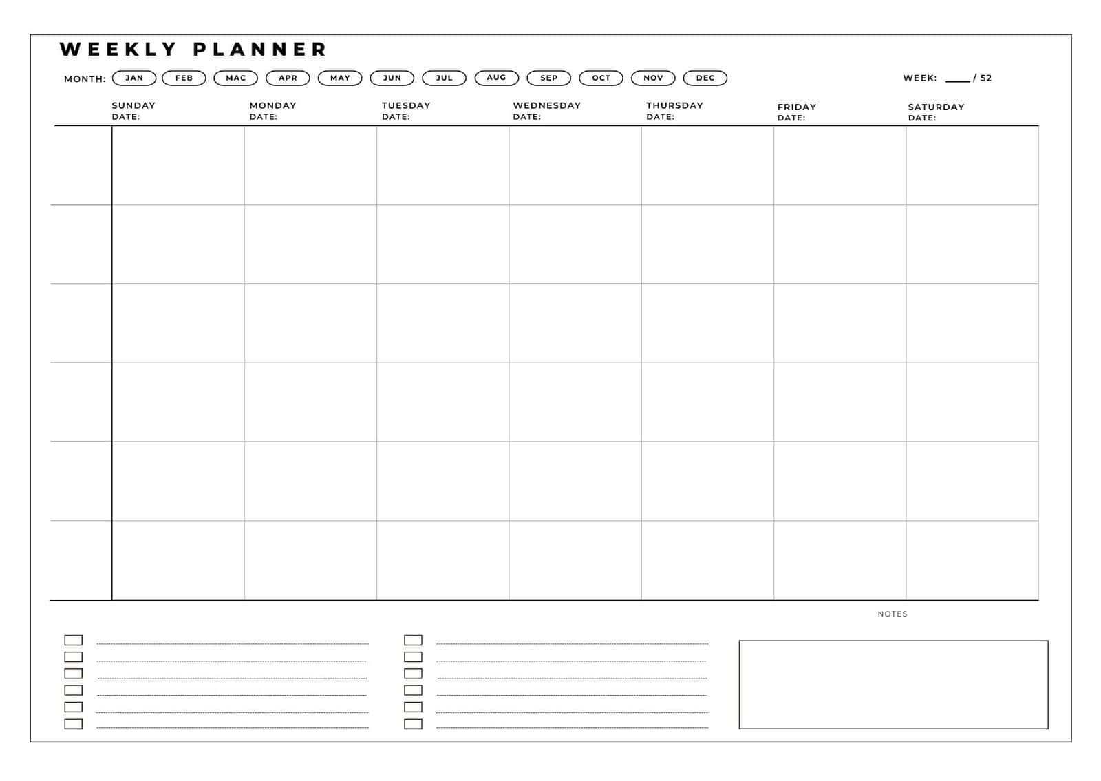 Printable Weekly Calendar With Time Slots 4 Free Templates The Pink Craft Box