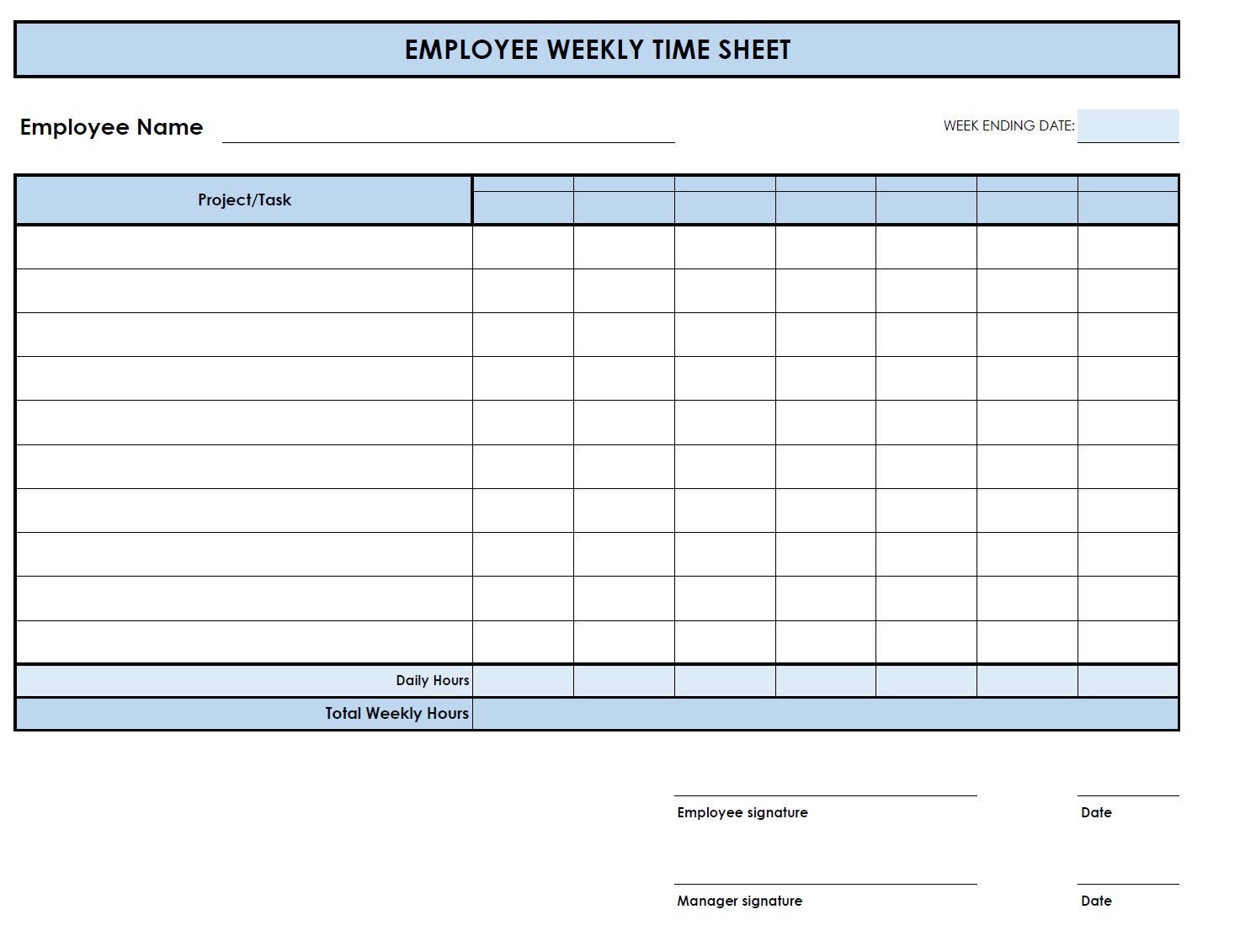 Printable Time Tracking Sheets