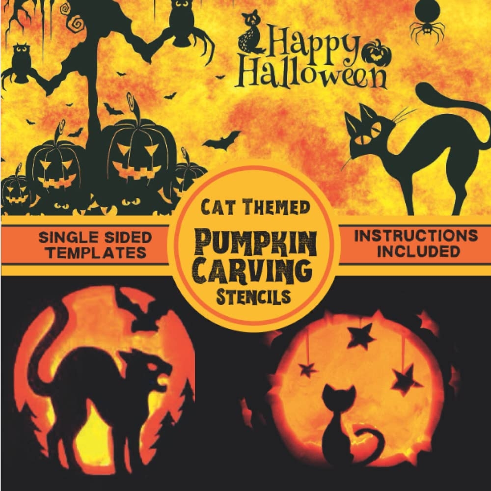 Pumpkin Carving Stencils Cat Lovers Gift Halloween Patterns 