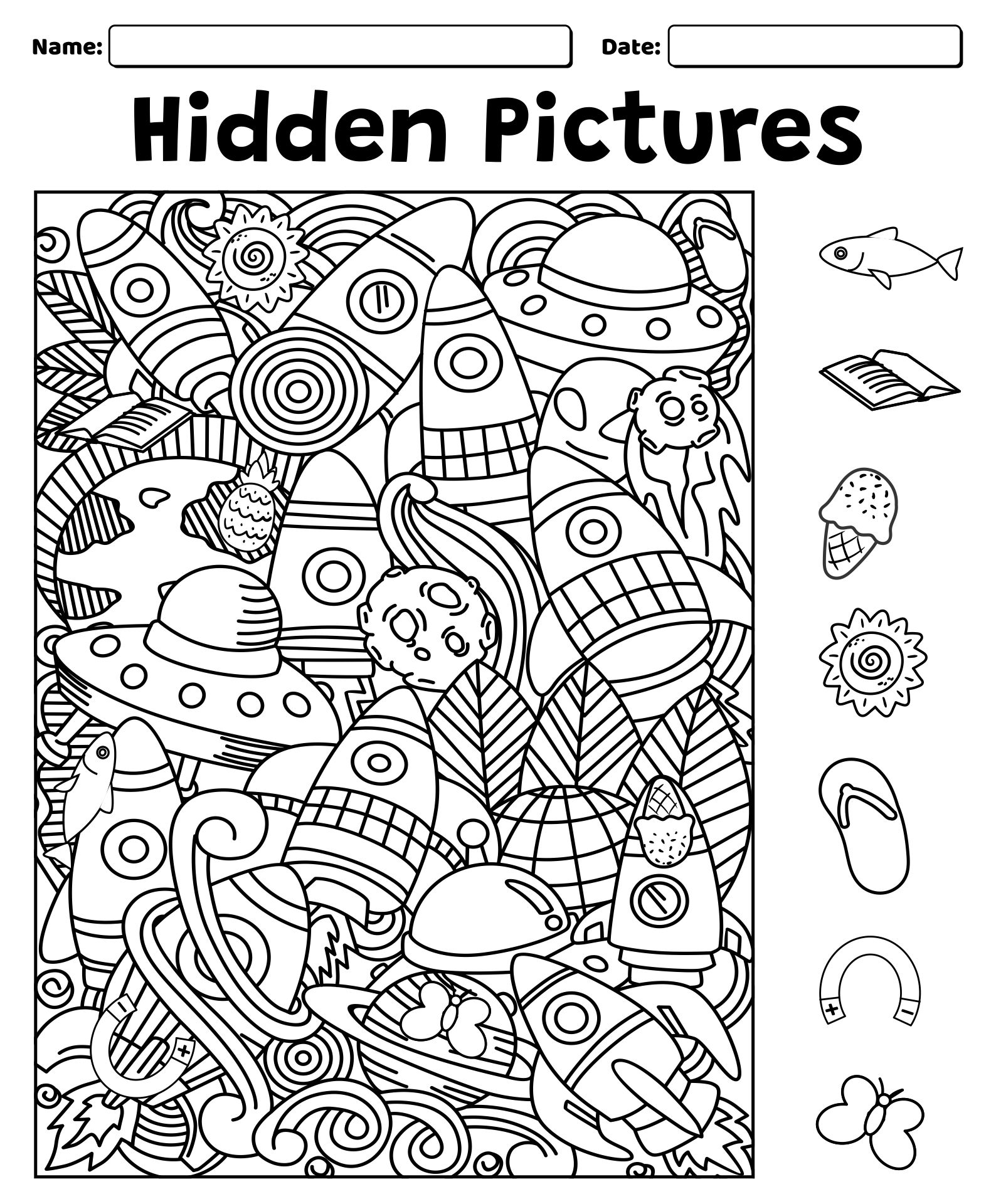 Free Hidden Object Printable Worksheets