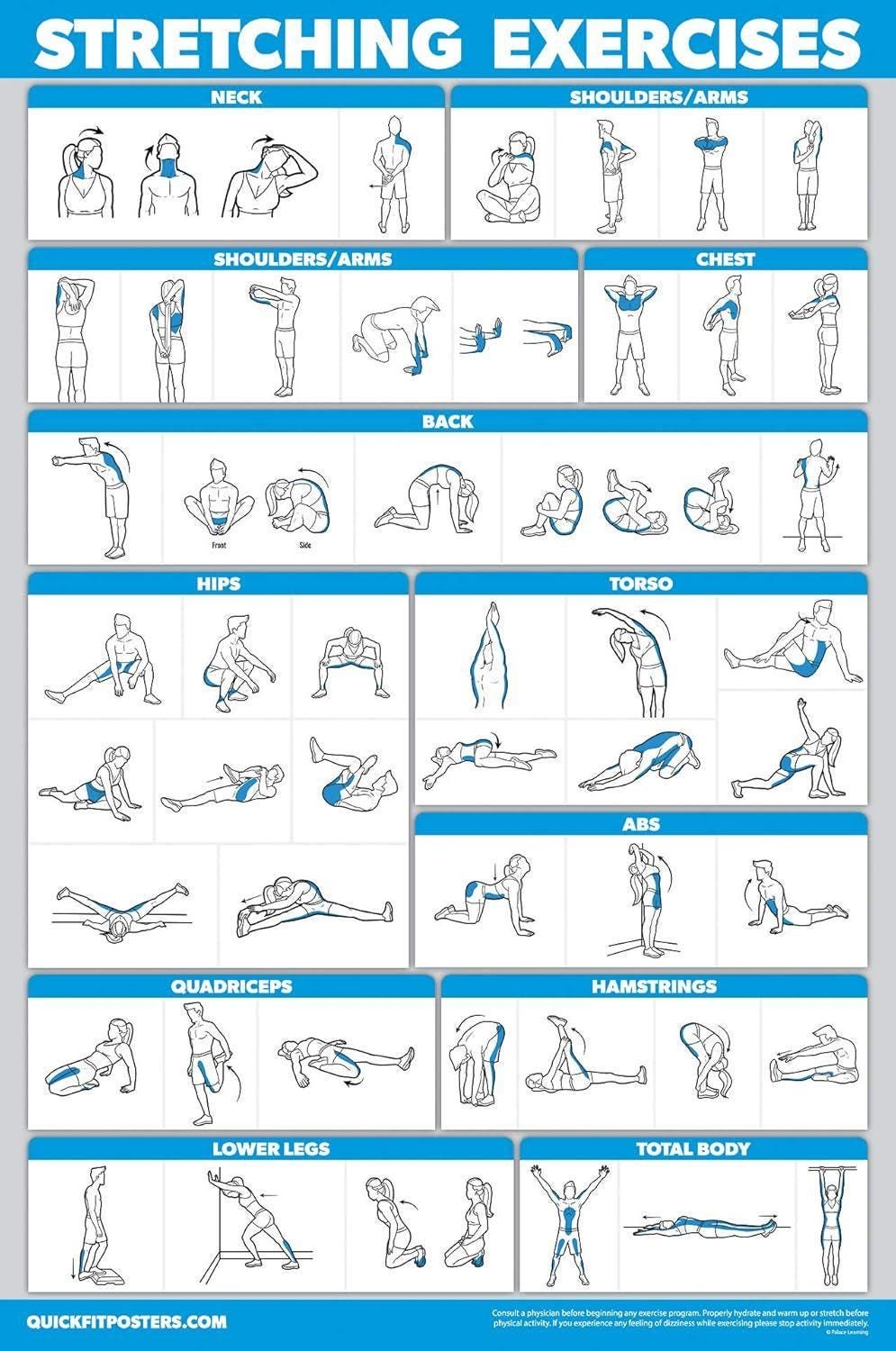 QUICKFIT Stretching Workout Exercise Poster Stretch Routine laminated 18 X 27 Etsy