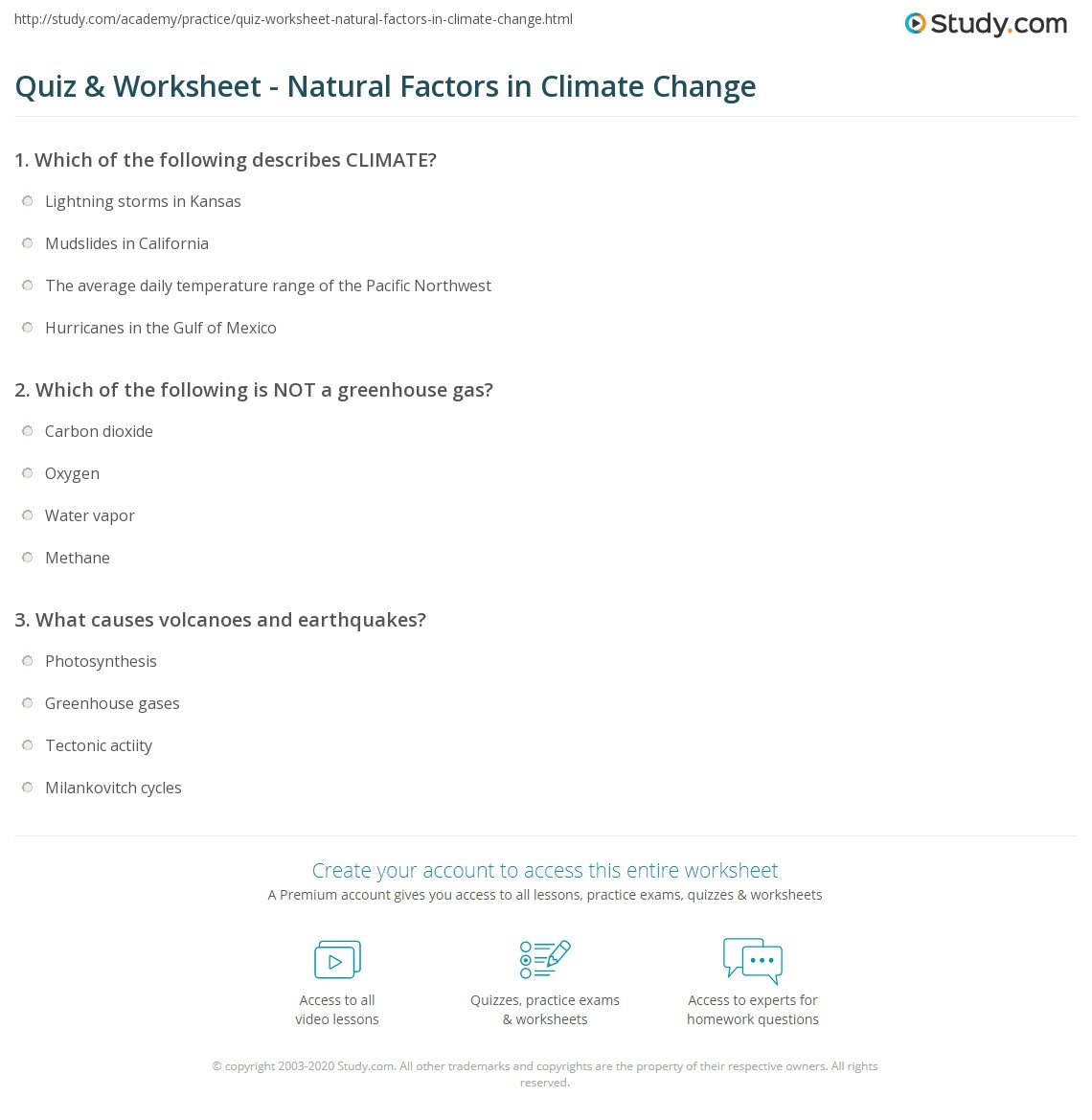 Printable Climate Change Worksheet