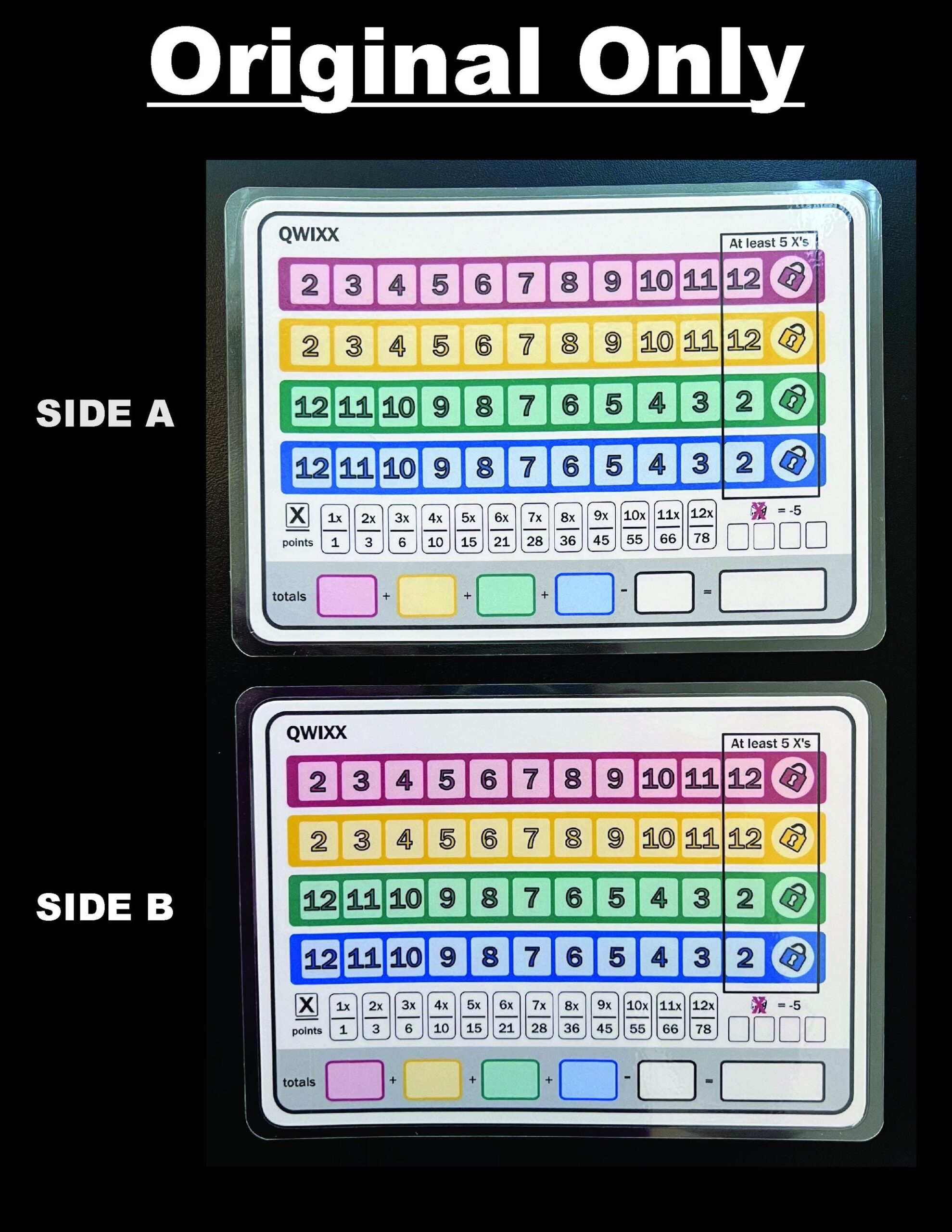Qwixx Scoresheet Dry Erase Reusable Fun Double Sided Etsy