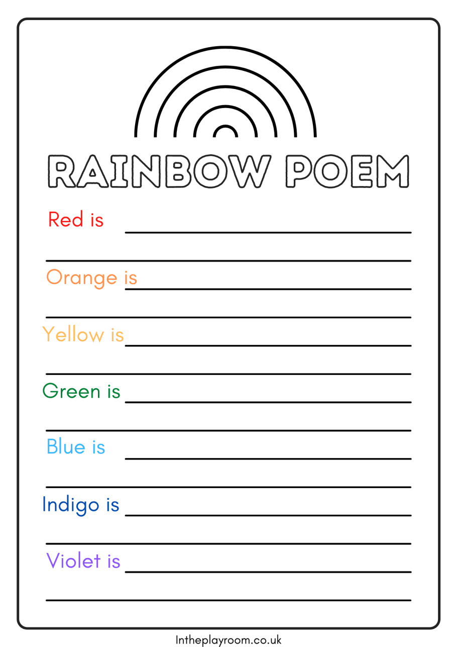 Rainbow Poem For Kids Free Printable Worksheet In The Playroom Worksheets Library