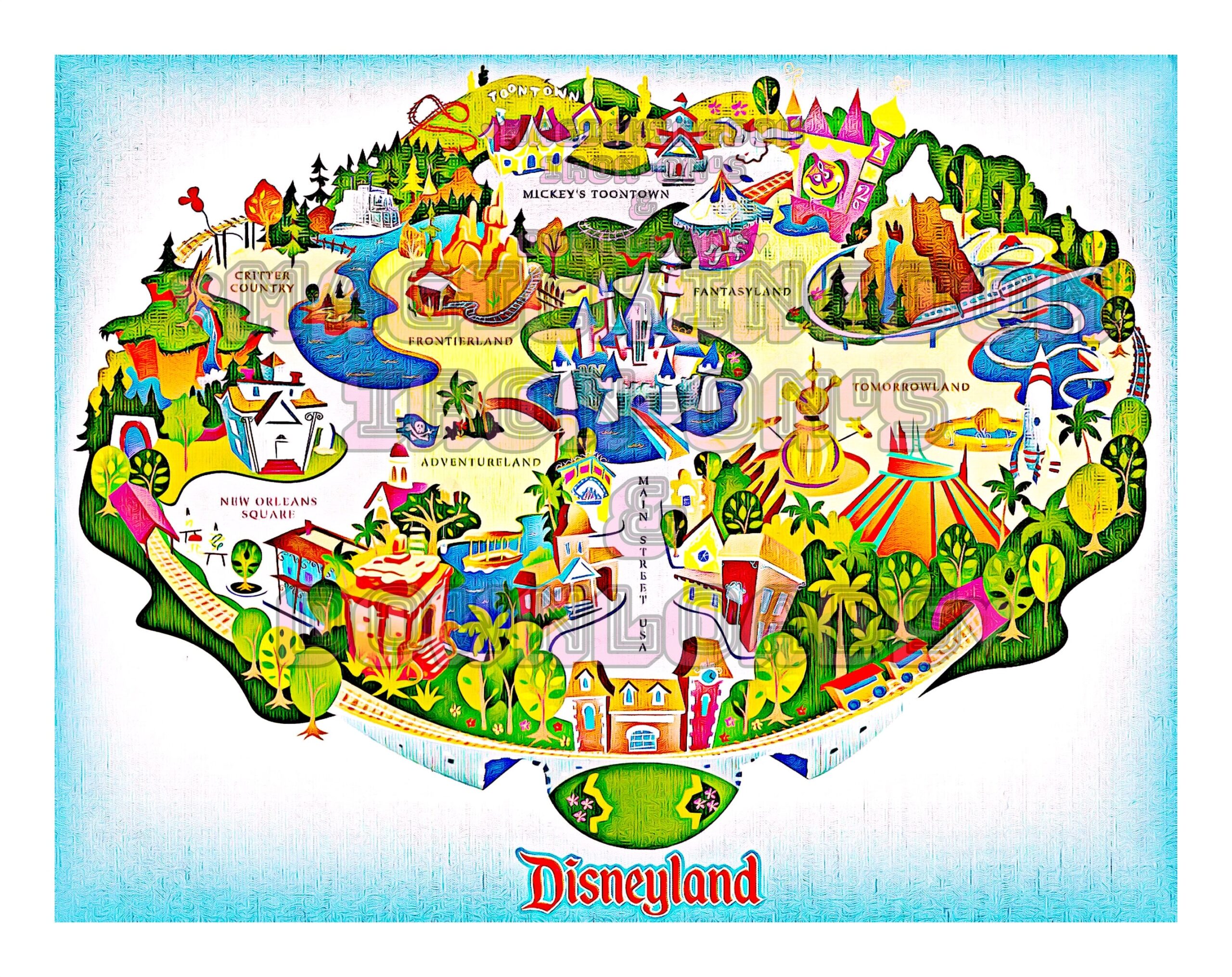 RARE Disneyland Map Image DIY Print T Shirt Poster Sticker Decal 