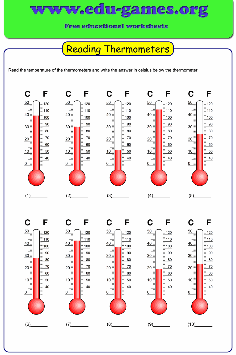 Reading Thermometer Worksheets Celsius Fahrenheit Free Printable PDF Generator Reading Thermometer Worksheets Celsius Fahrenheit Free Printable PDF Generator