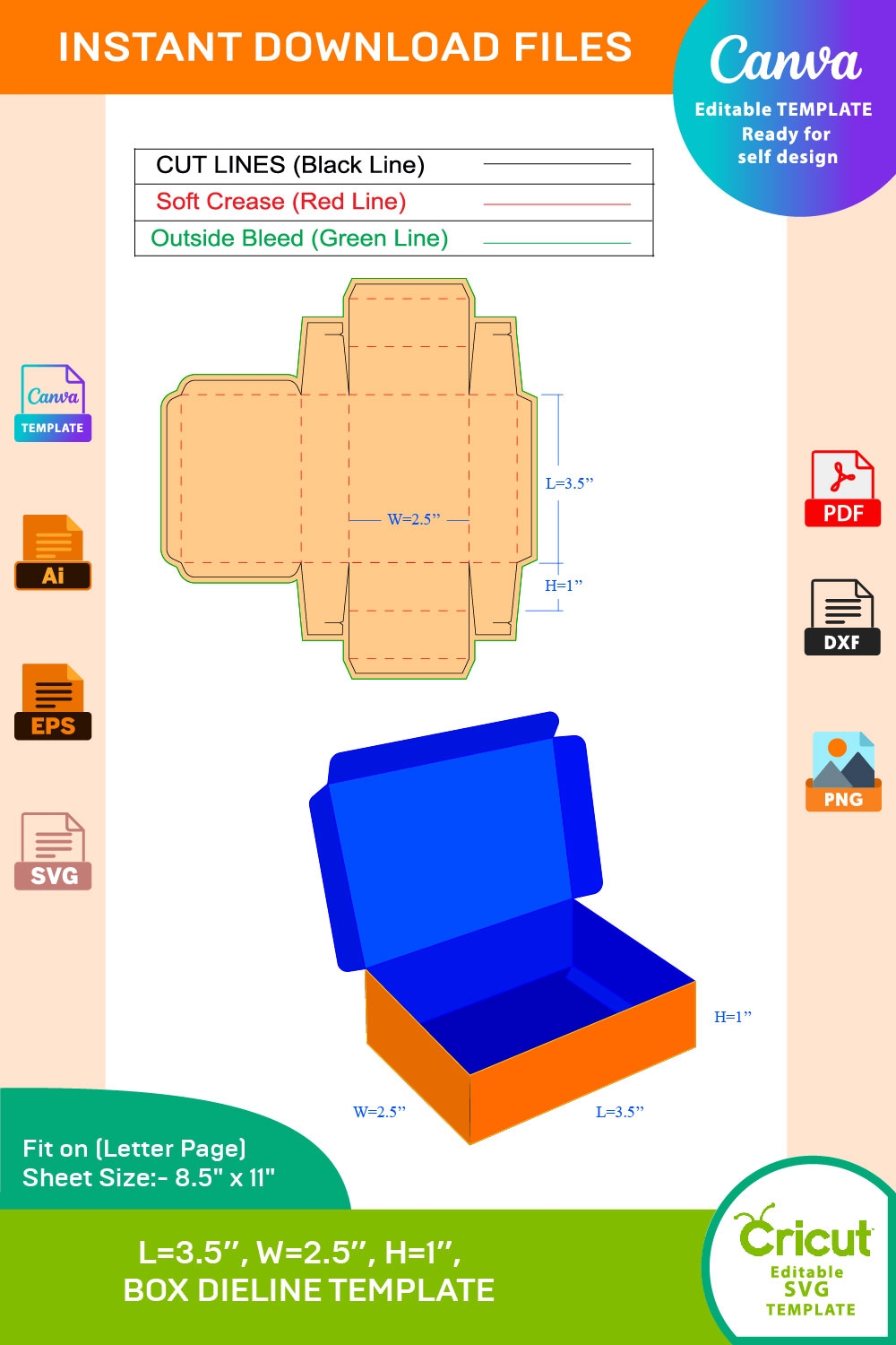 Rectangular Shipping Box Or Gift Box Dieline Template MasterBundles