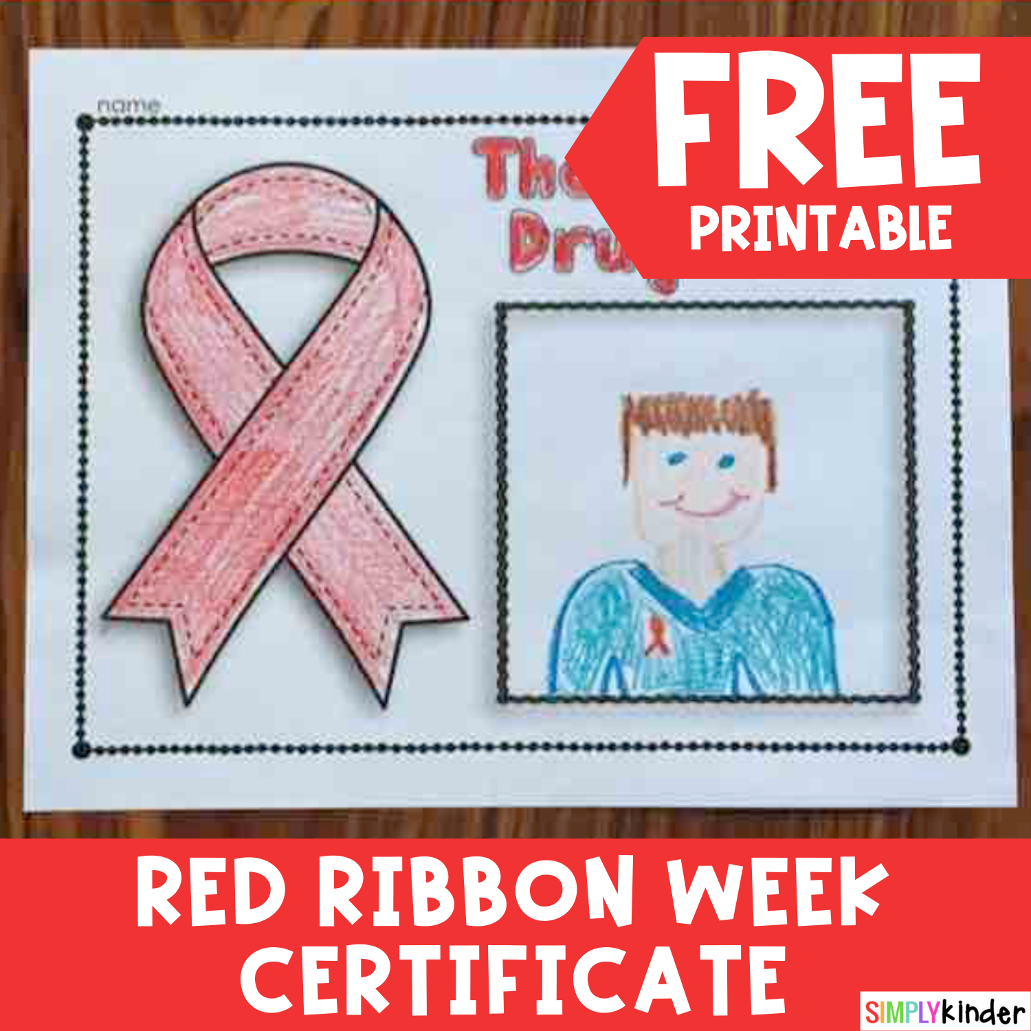 Red Ribbon Week Free Certificate Simply Kinder