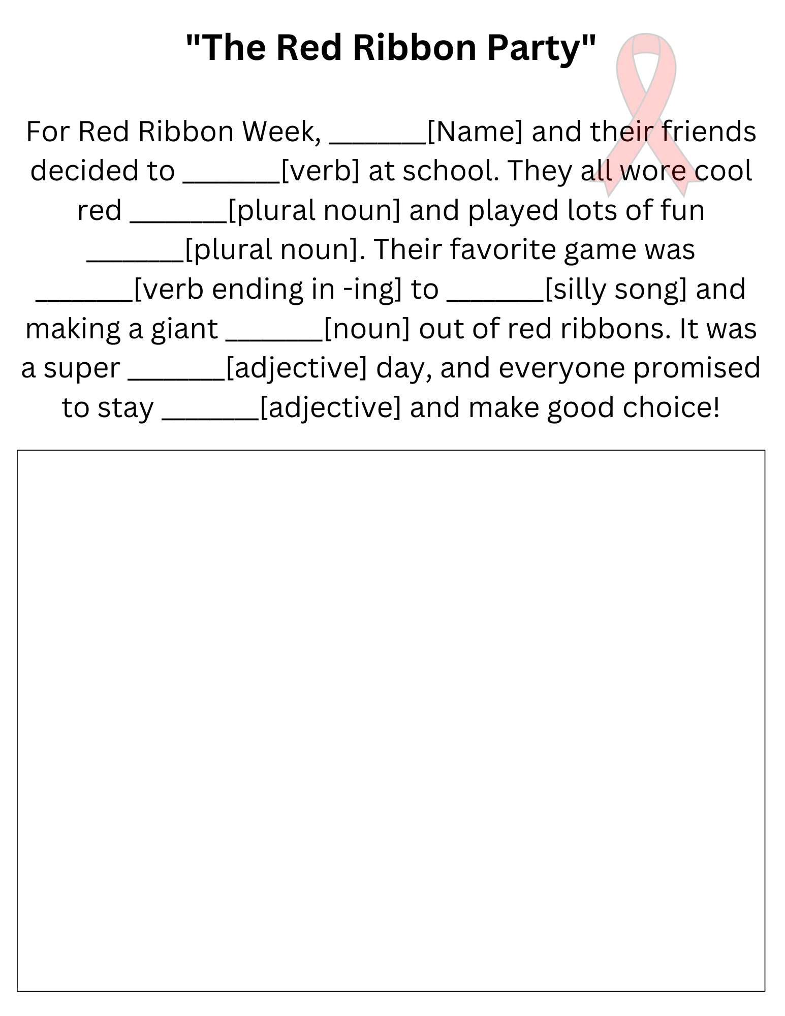 Free Printable Red Ribbon Week Worksheets