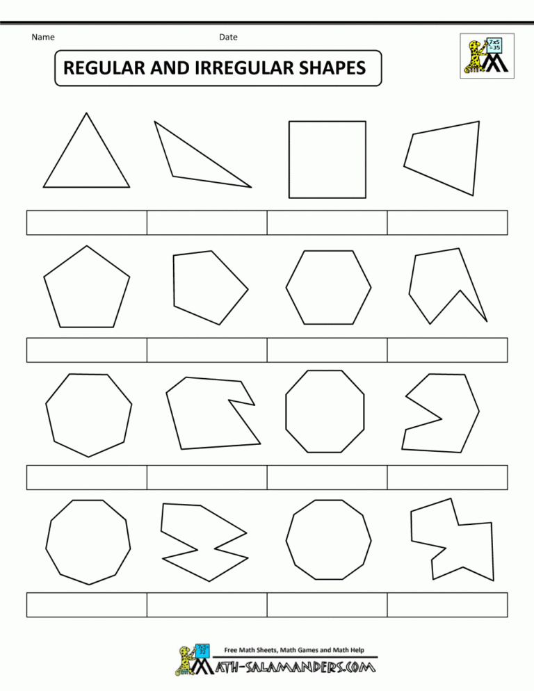 Regular And Irregular Polygons Worksheets