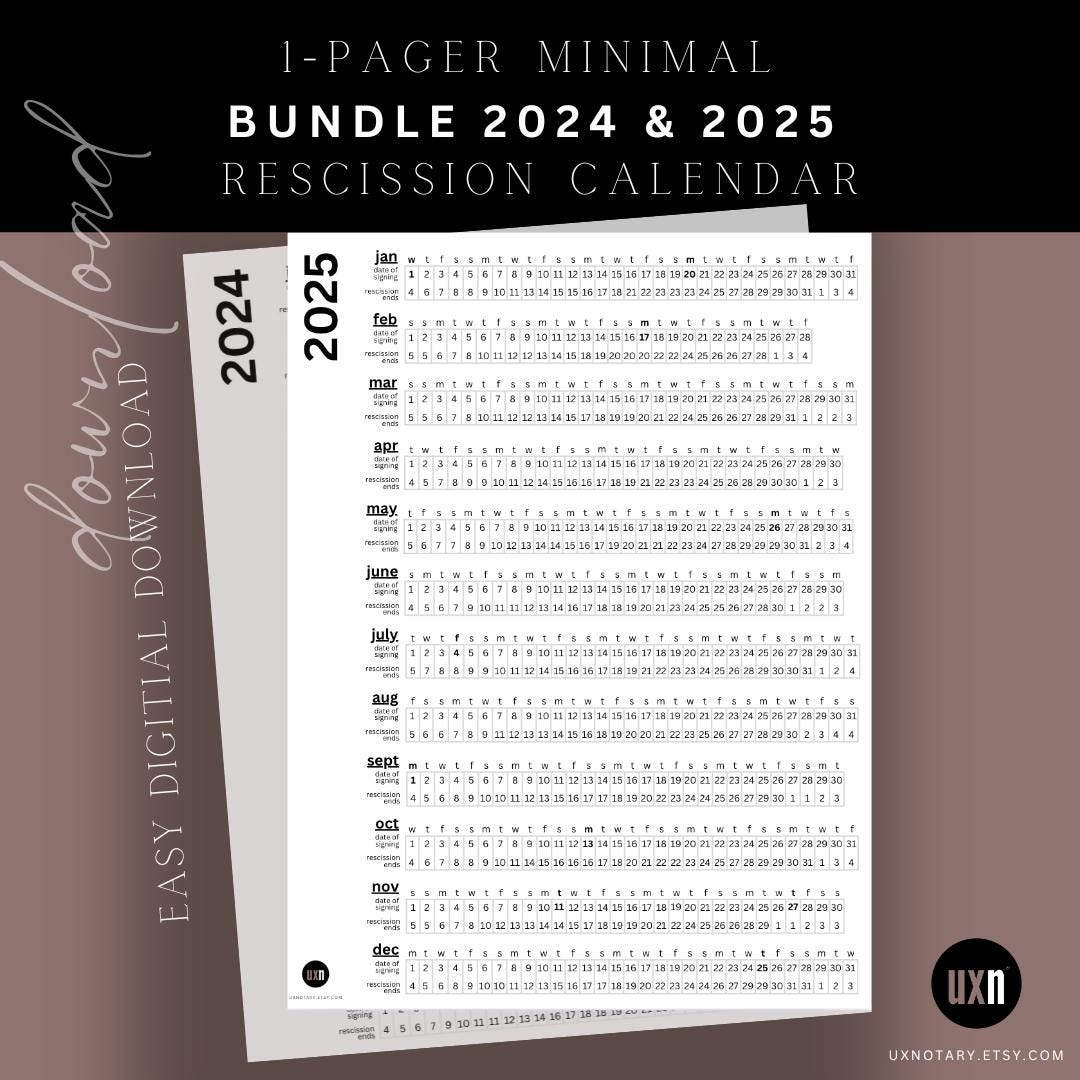 Rescission Calendar Etsy
