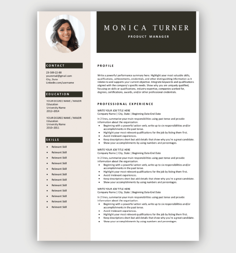 Resume Templates Free Download Customize In Microsoft Word