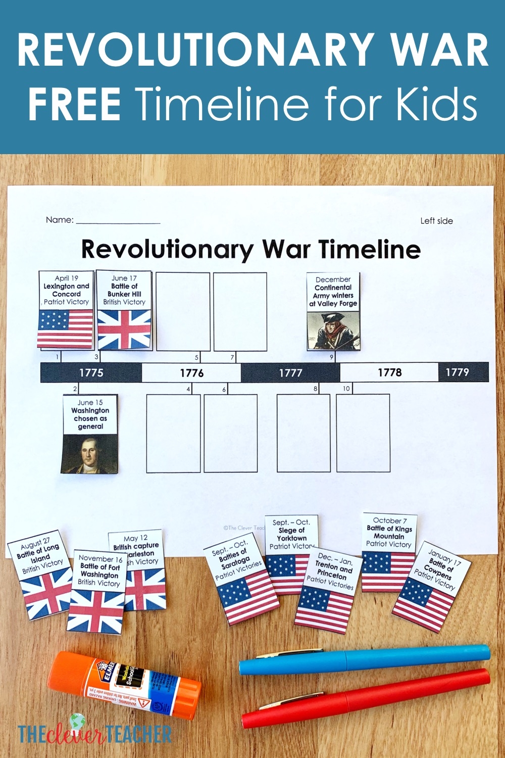 Revolutionary War Timeline For Kids Free From The Clever Teacher