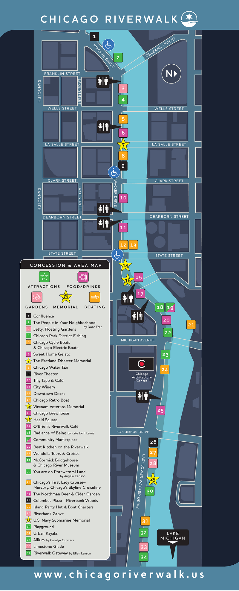 Chicago Downtown Attractions Map Printable