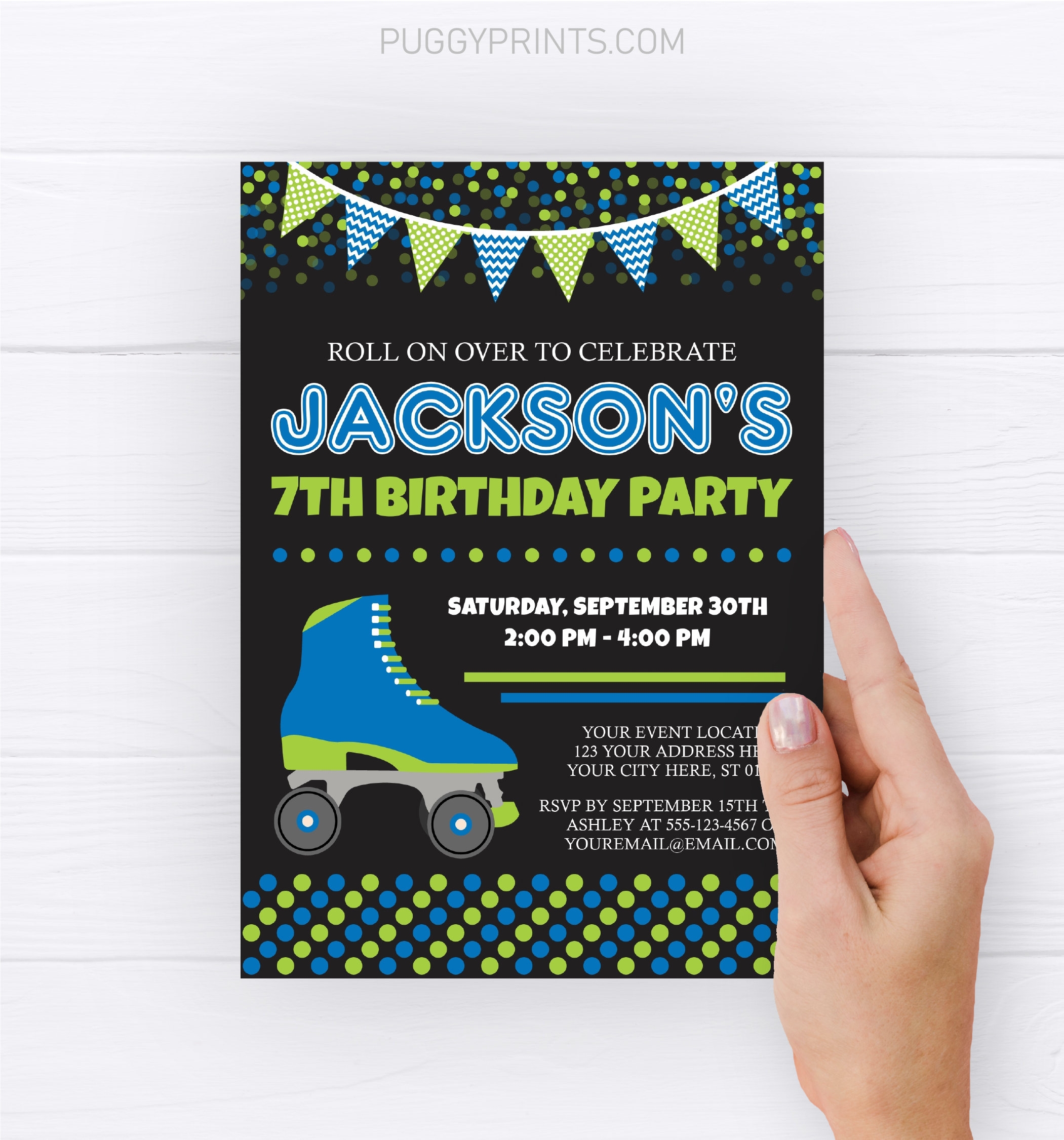 Roller Skating Birthday Invitation Editable Roller Skate Invitation Template Teen Birthday Boy s Birthday Party Kids Birthday Party Etsy
