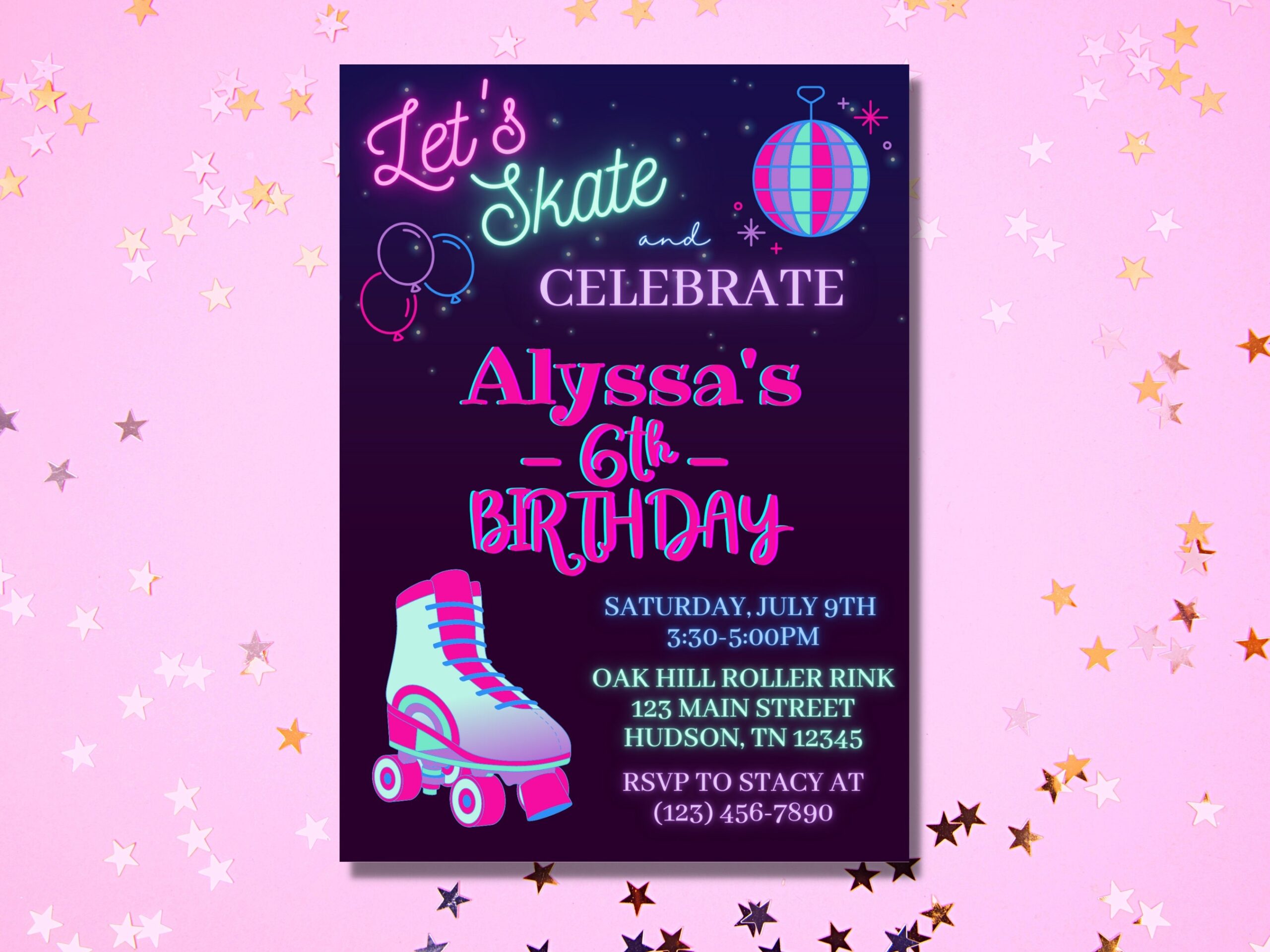 Roller Skating Birthday Invitation Template Roller Skating Invitation Roller Skate Party Invitation Printable Invitation Template Canva Etsy