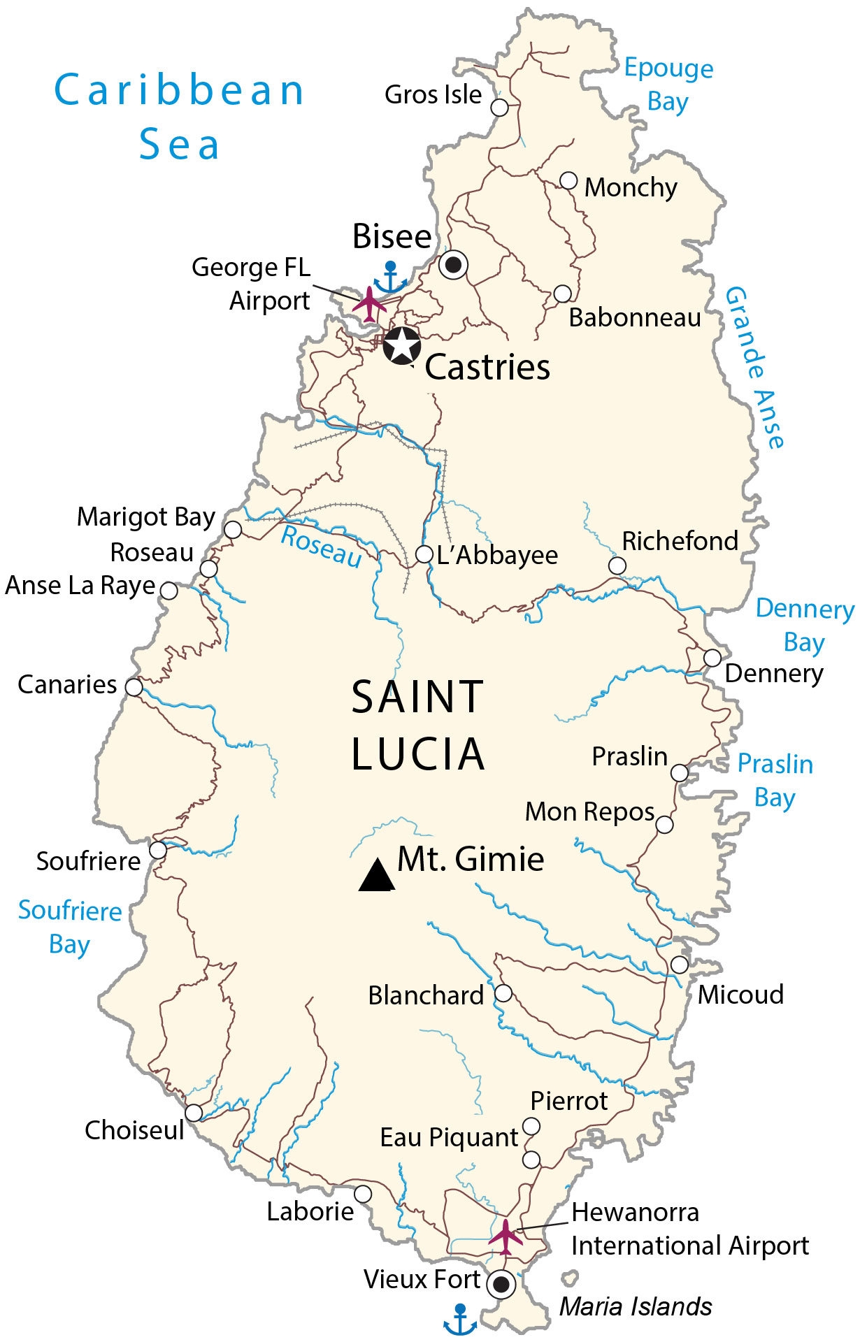 Saint Lucia Map And Satellite Image GIS Geography