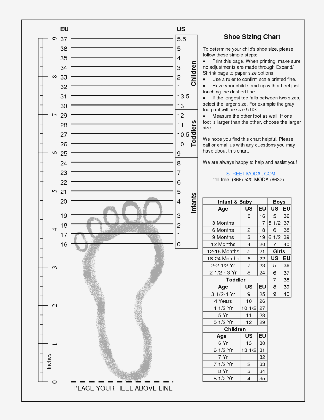 Sale Child Foot Measure Chart Outlet Printable Child Foot Measurement Chart