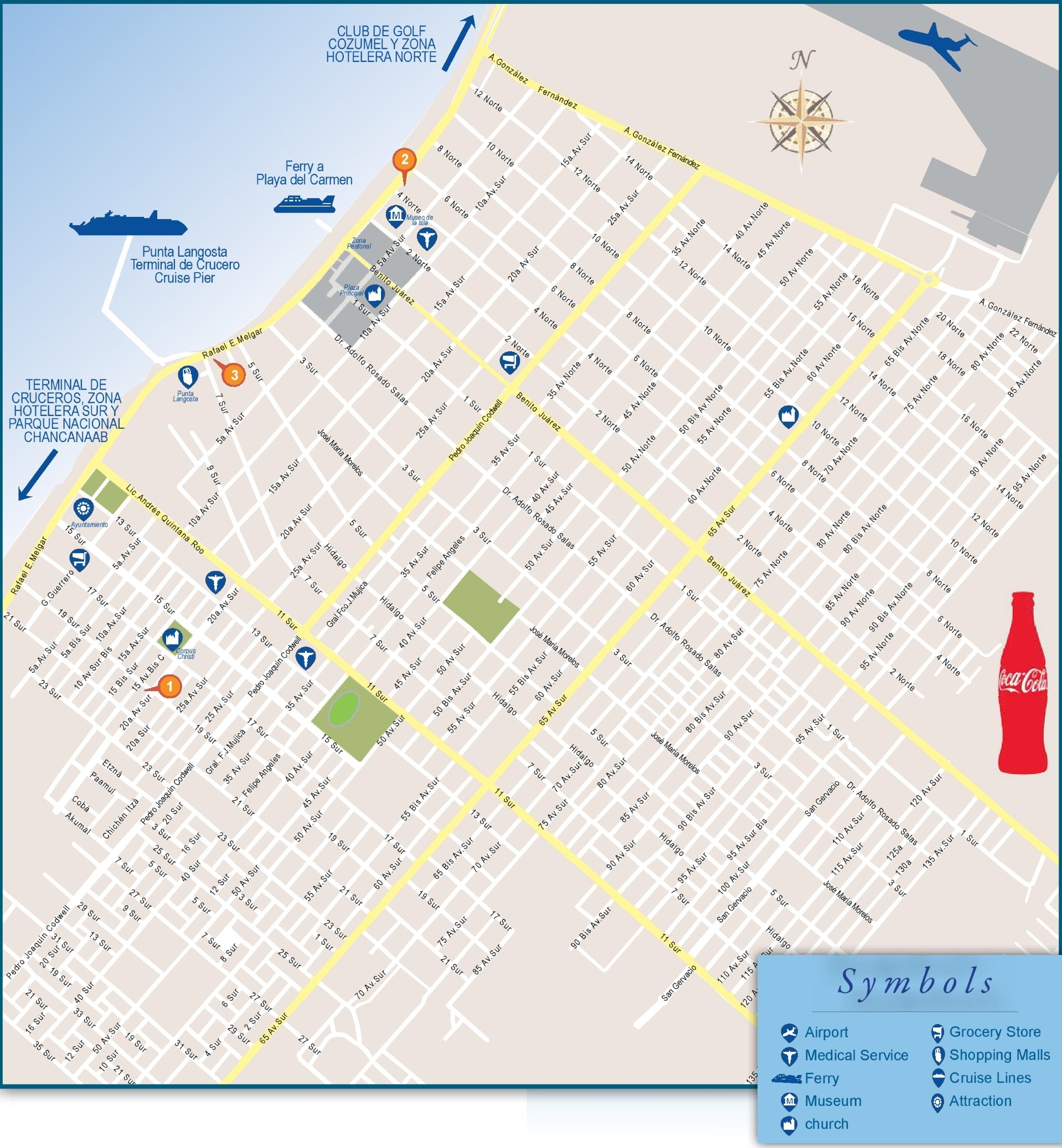 Printable Map Of Cozumel Mexico