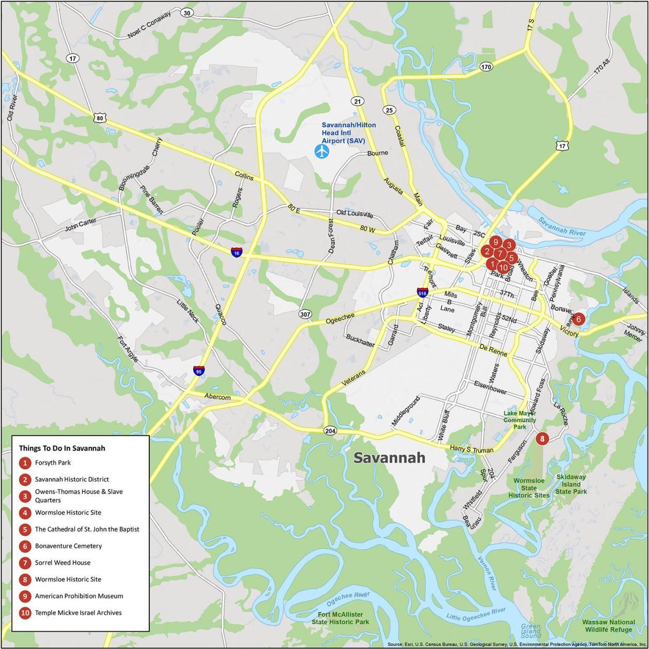Printable Savannah Tourist Map