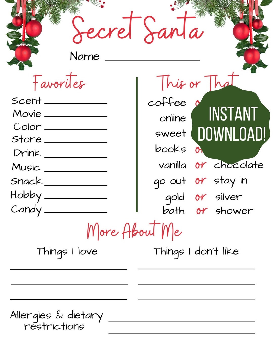 Free Printable Secret Santa Template Pdf