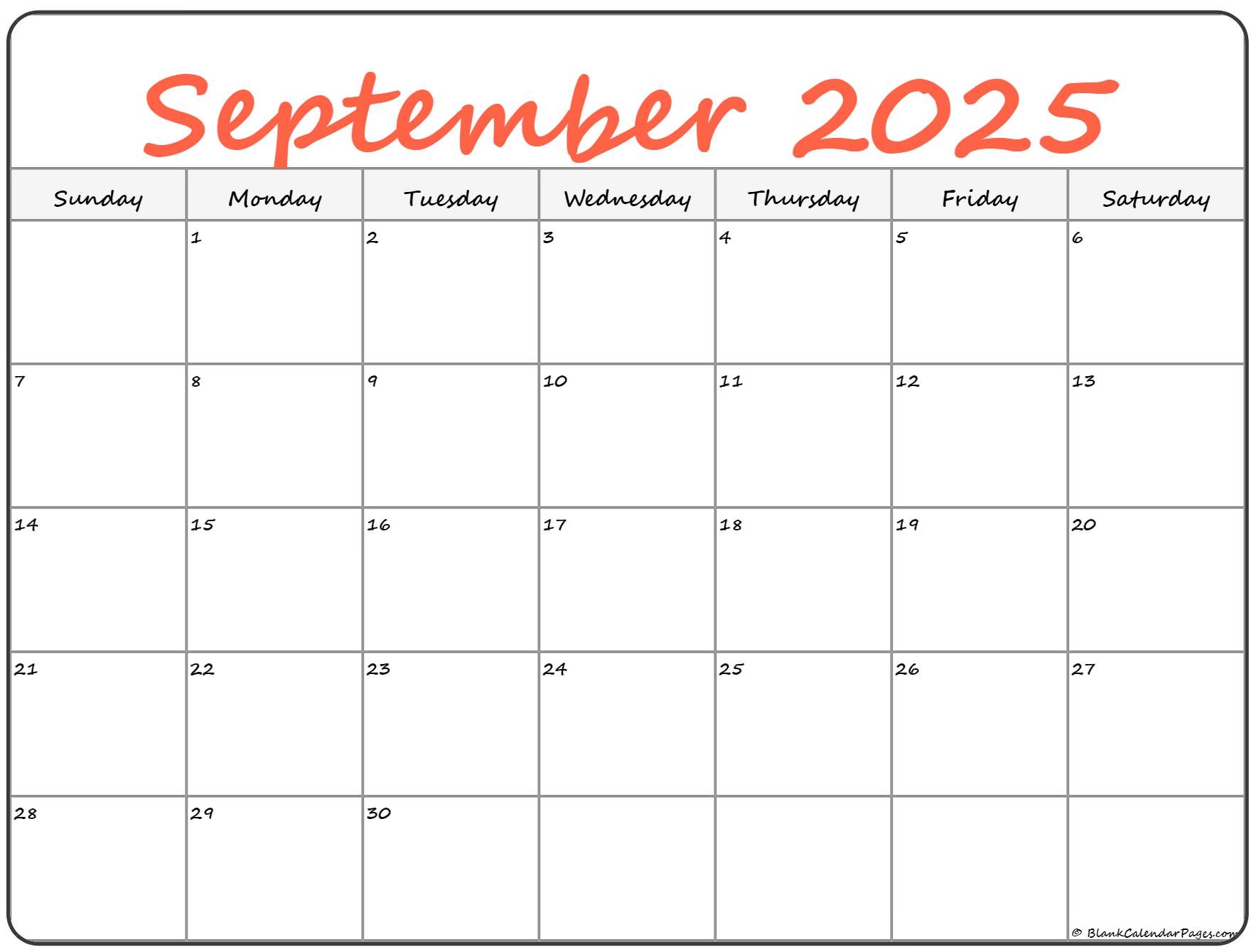 September 2025 Calendar Free Printable Calendars