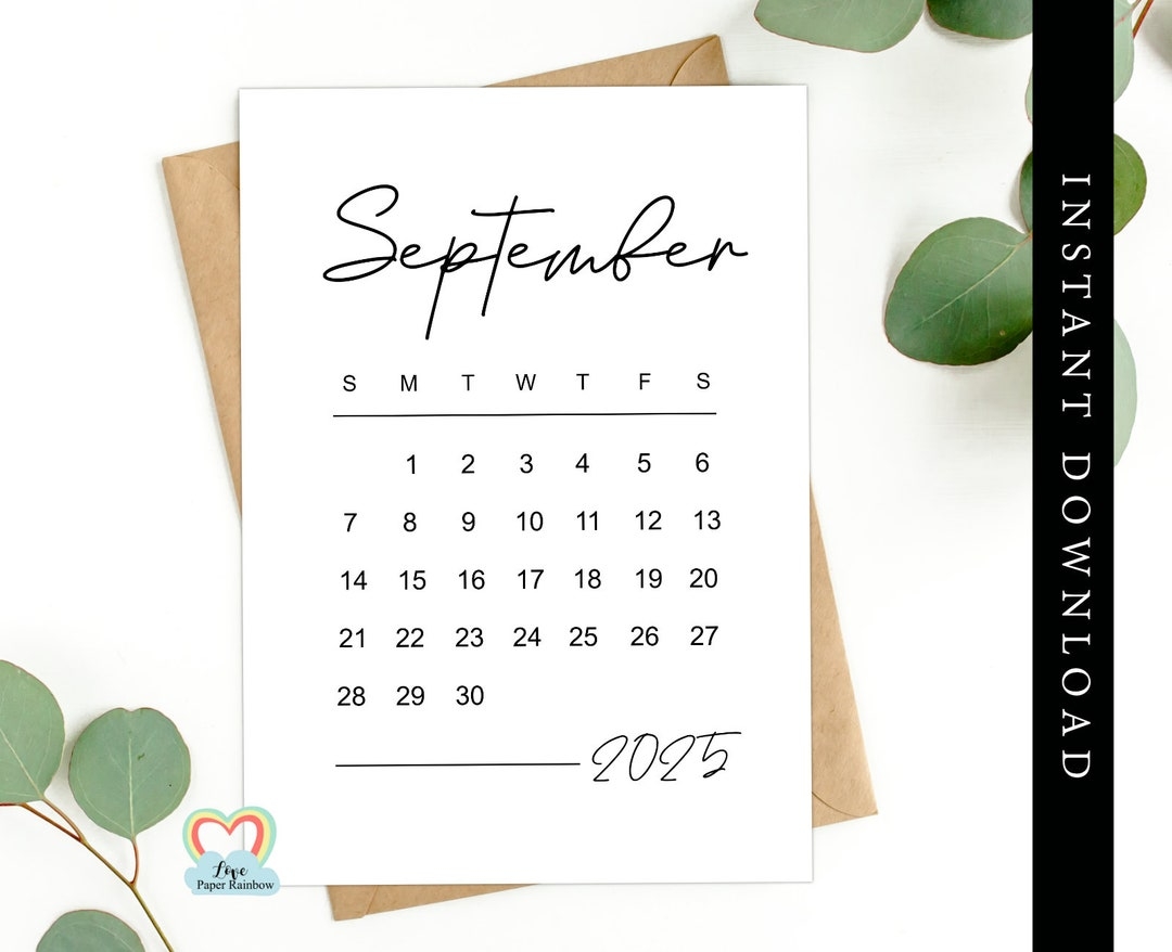 September 2025 Calendar Printable Baby Due Date September 2025 Pregnancy Announcement September 2025 Instant Download Save The Date Etsy