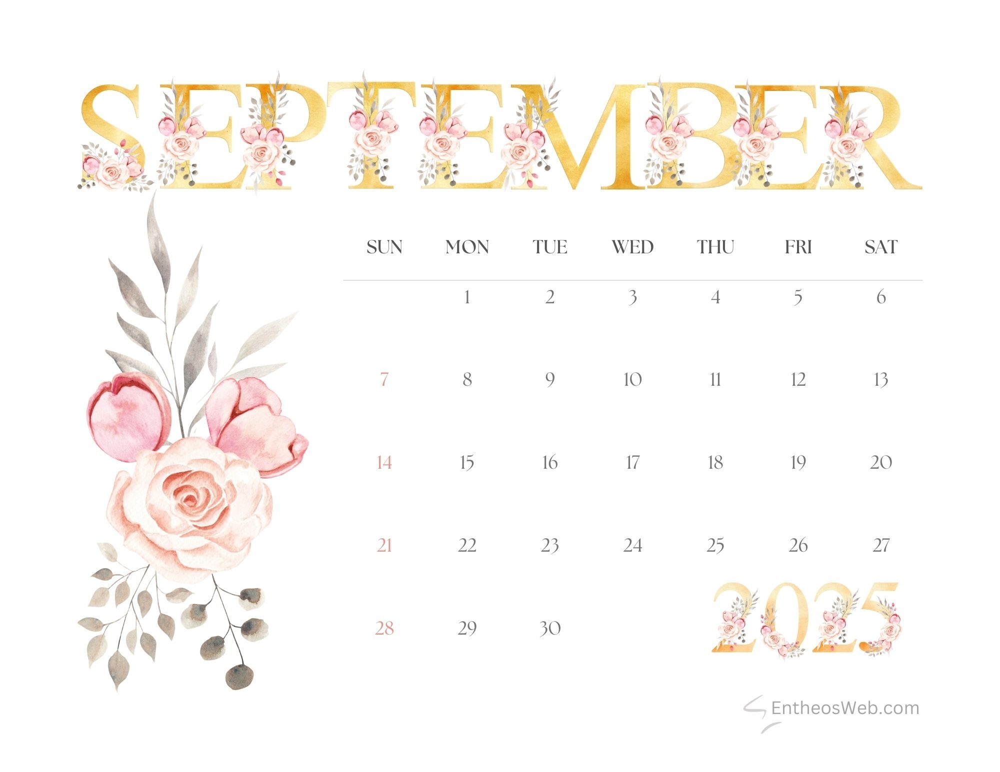 September 2025 Calendar Free Printable