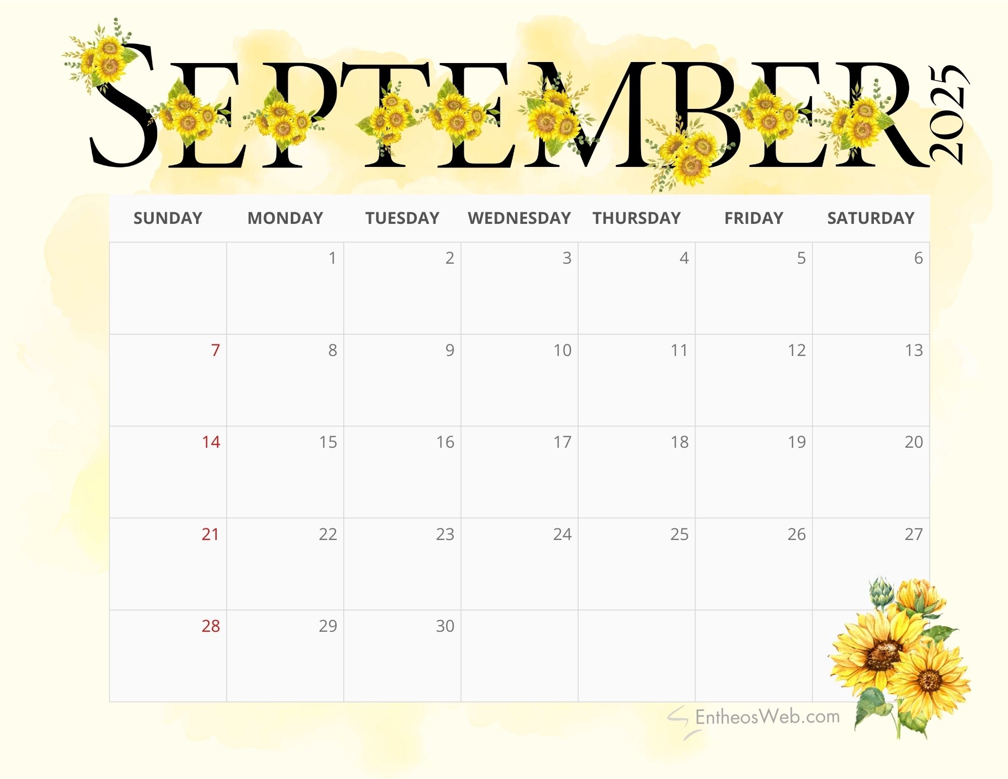 September 2025 Calendar Printables EntheosWeb