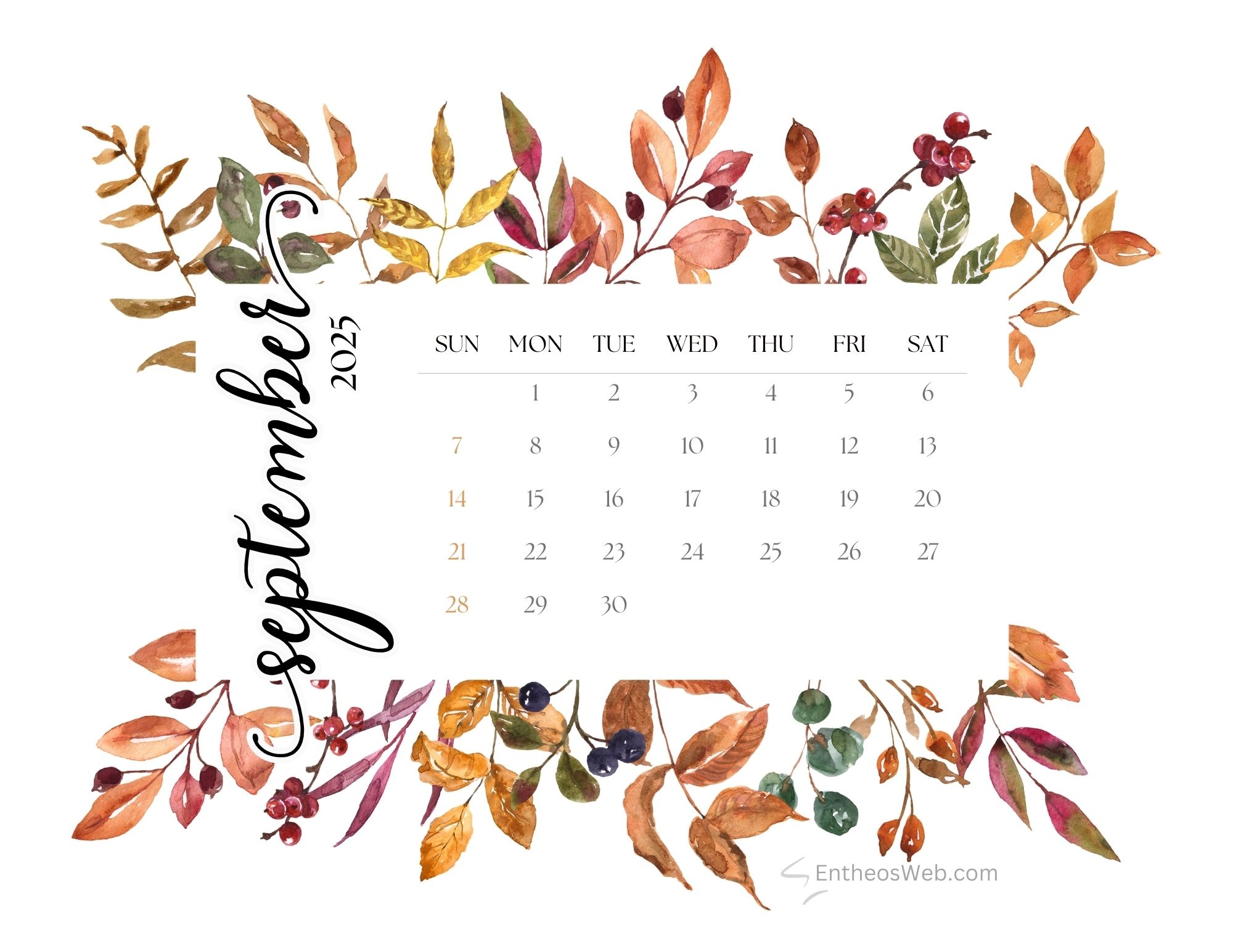 September 2025 Calendar Printable Pdf