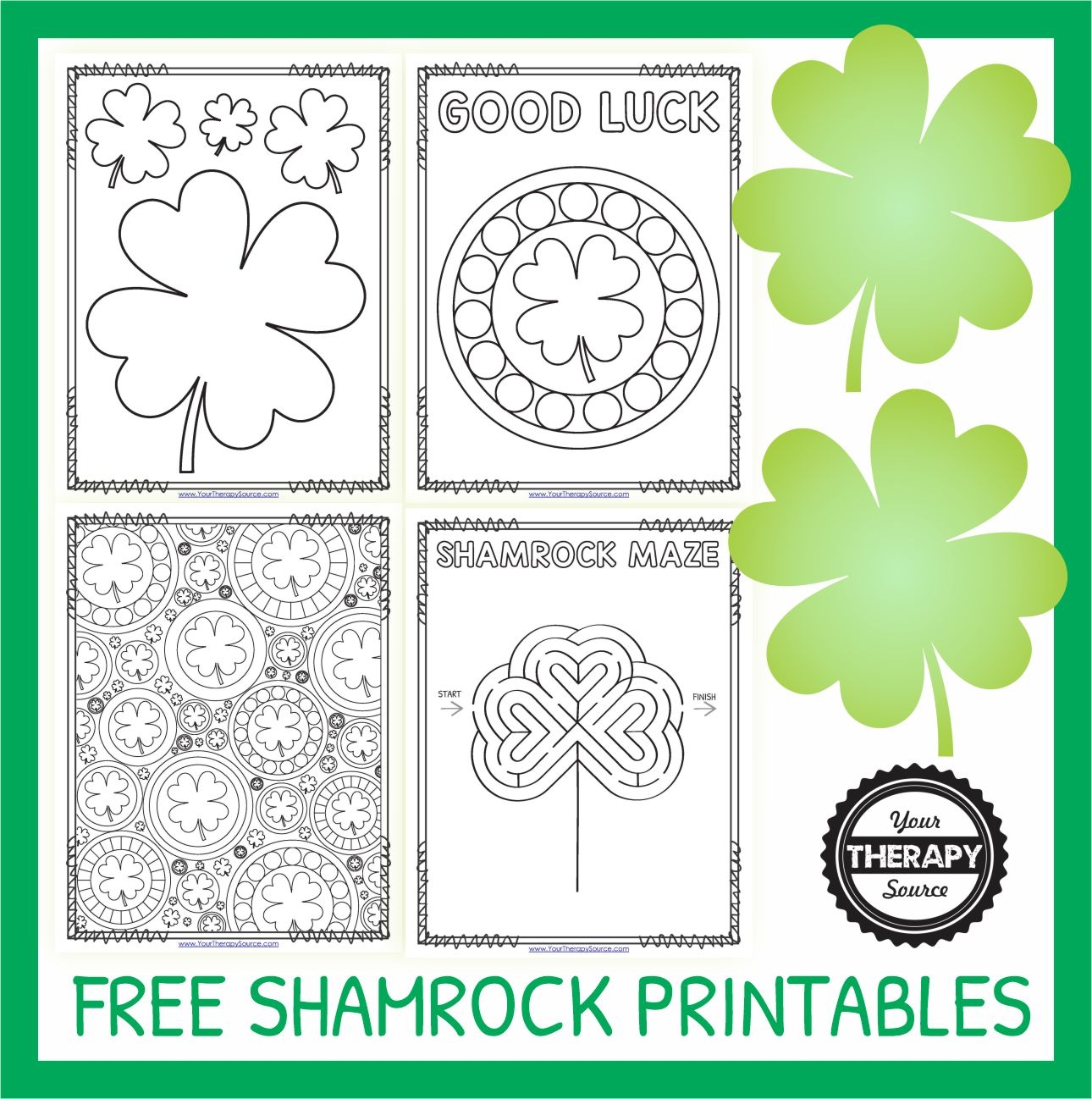 Shamrock Printables FREE Packet Your Therapy Source
