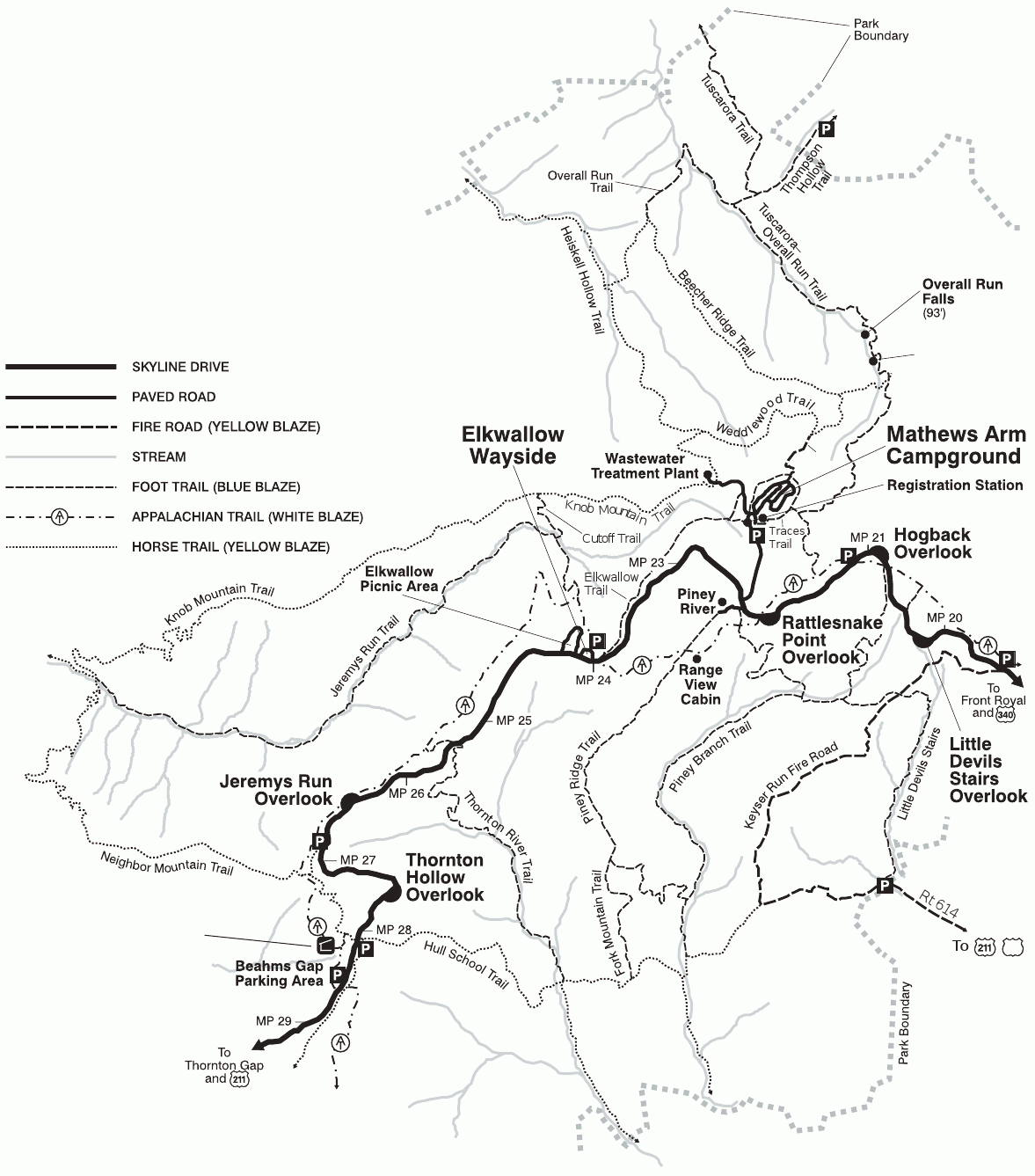 Printable Map Of Skyline Drive