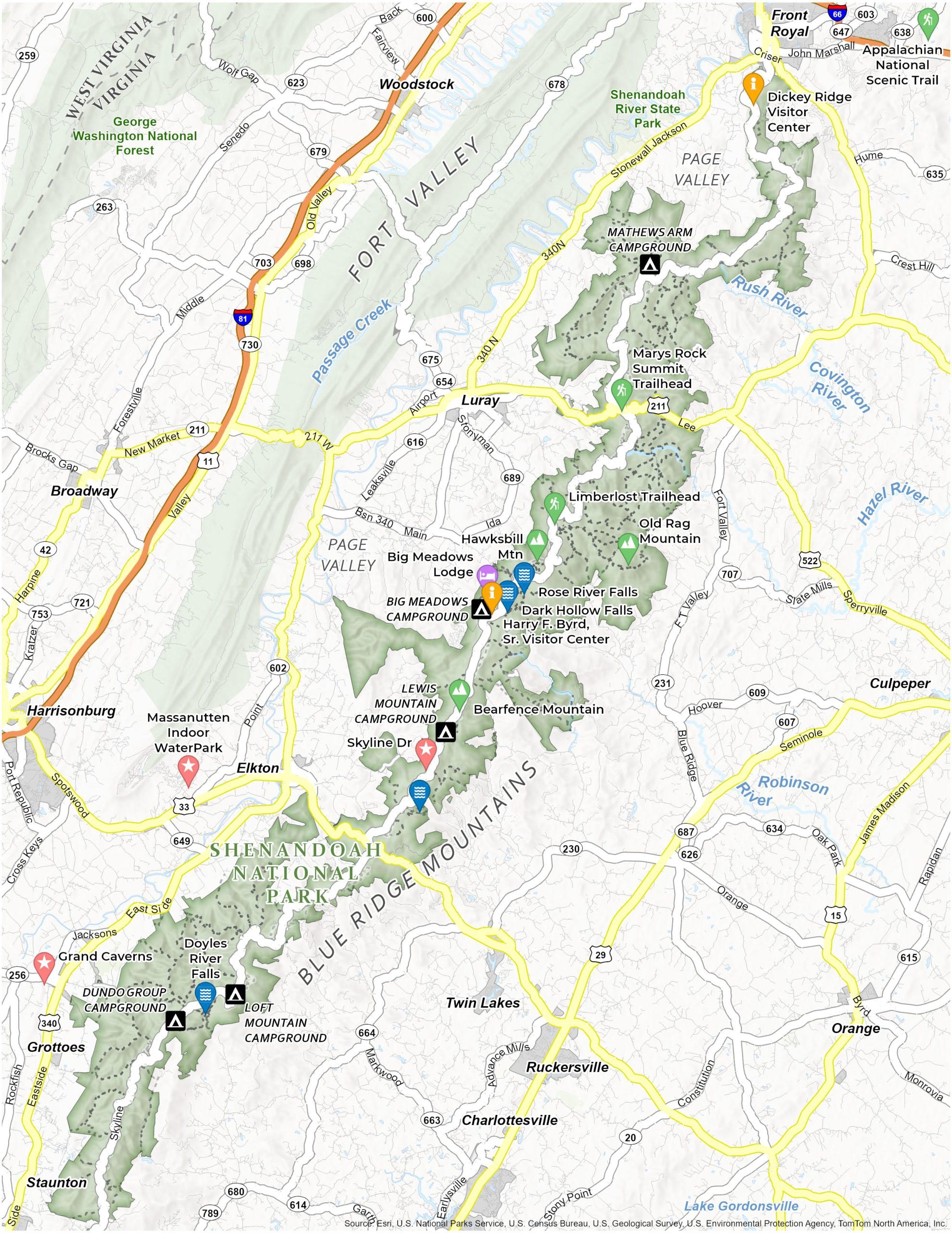 Shenandoah National Park Map GIS Geography