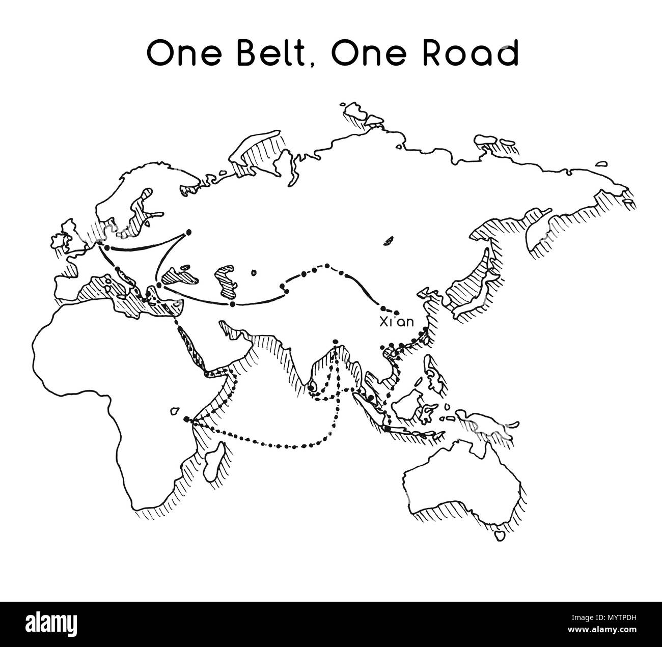 Silk Road Map China Black And White Stock Photos Images Alamy