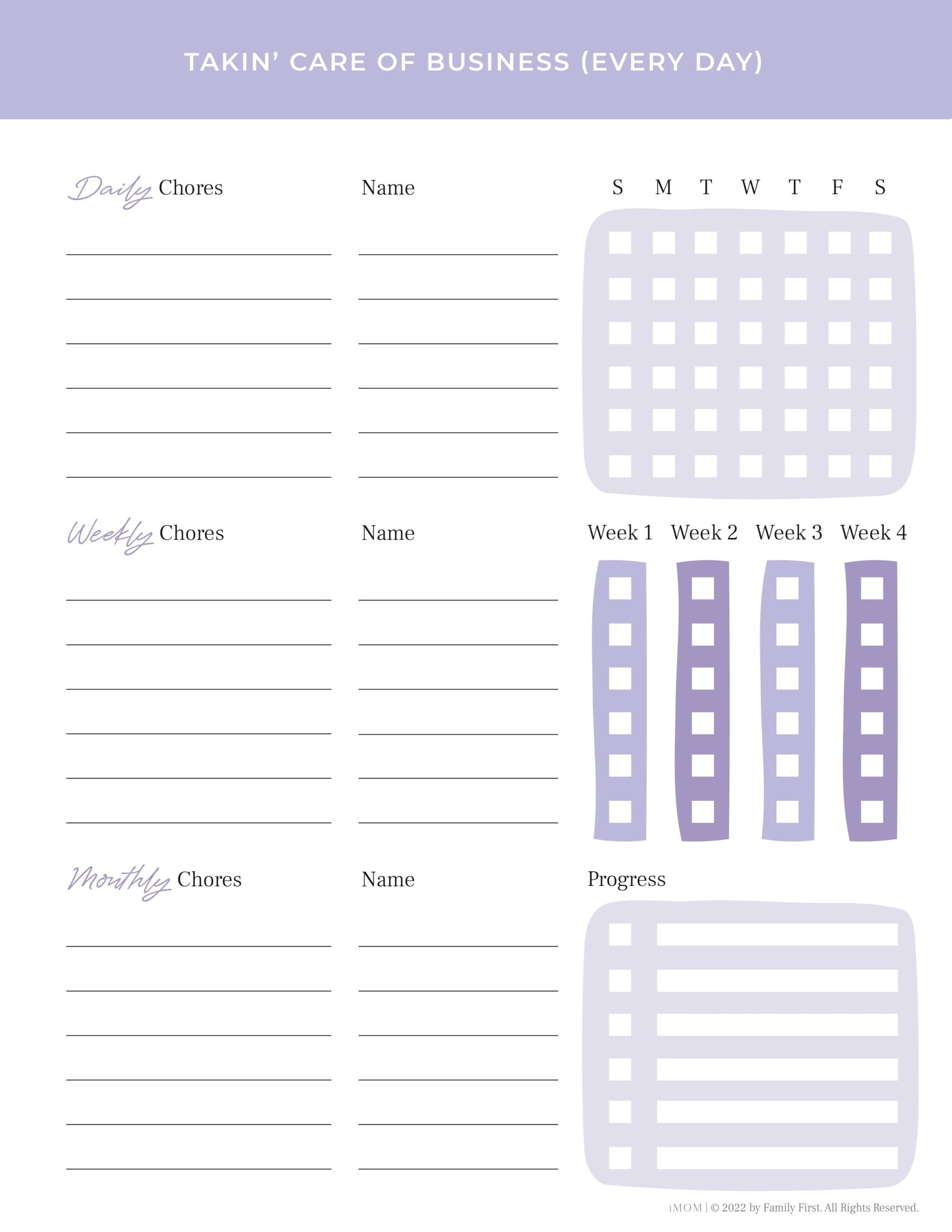 Printable Chores Sheet